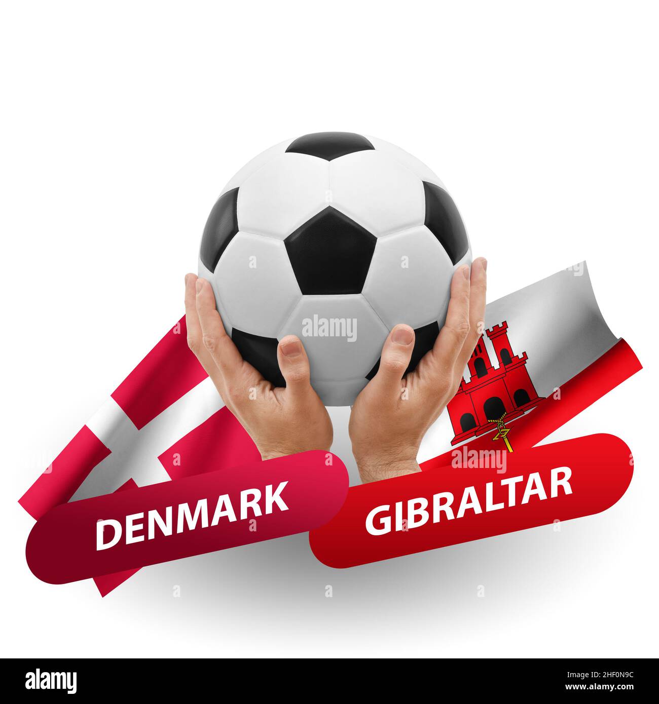 Match de football, équipes nationales danemark vs gibraltar Banque D'Images