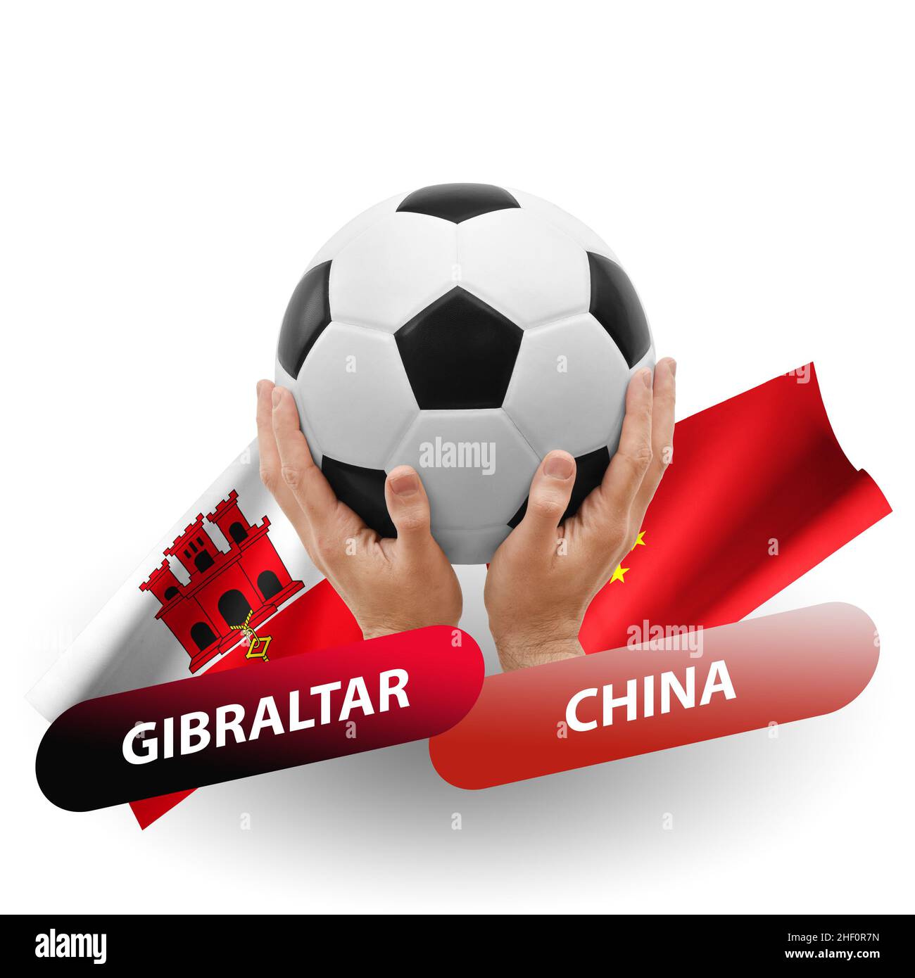 Match de football, équipes nationales gibraltar contre chine Banque D'Images