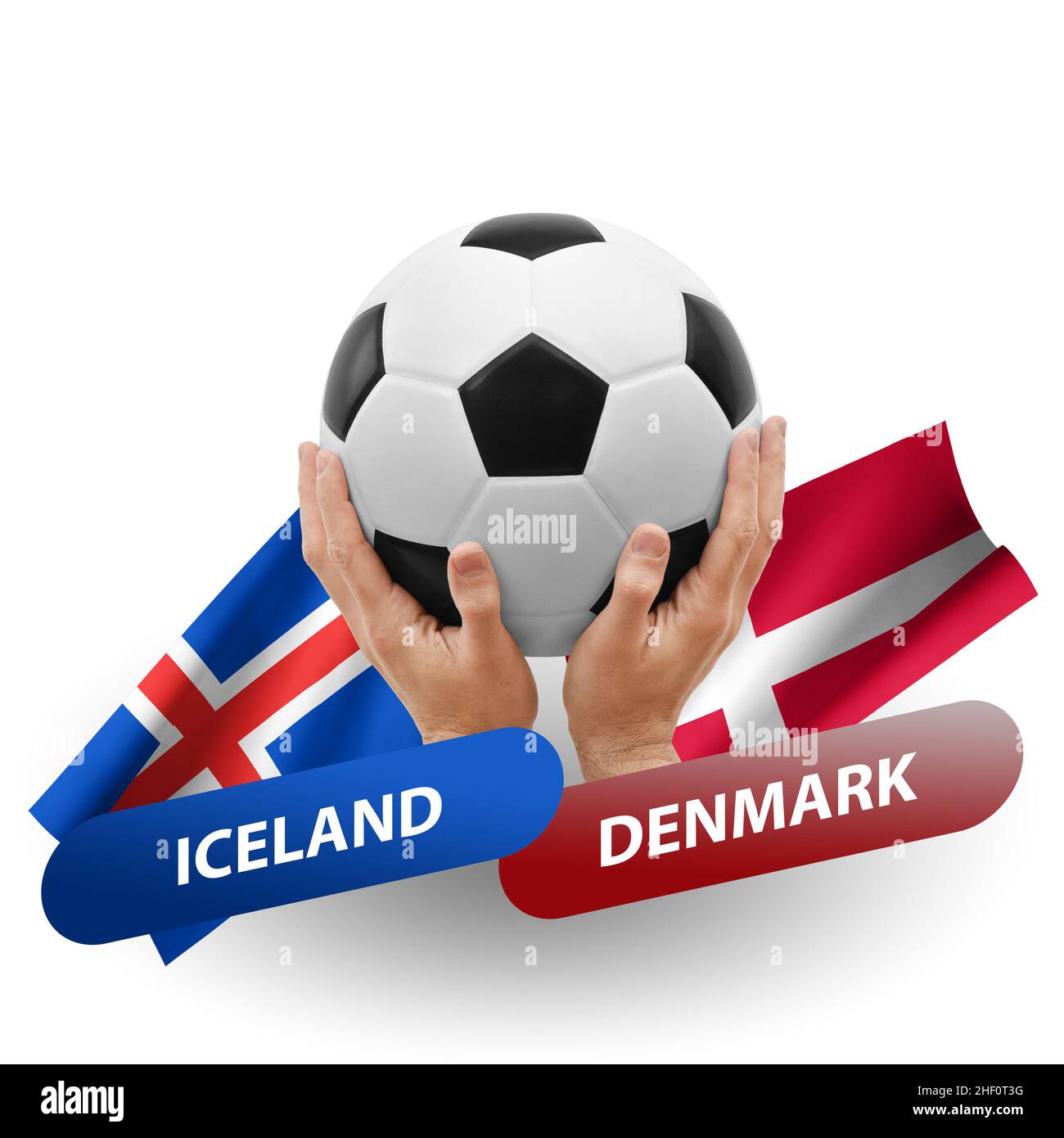 Match de football, équipes nationales islande contre danemark Banque D'Images