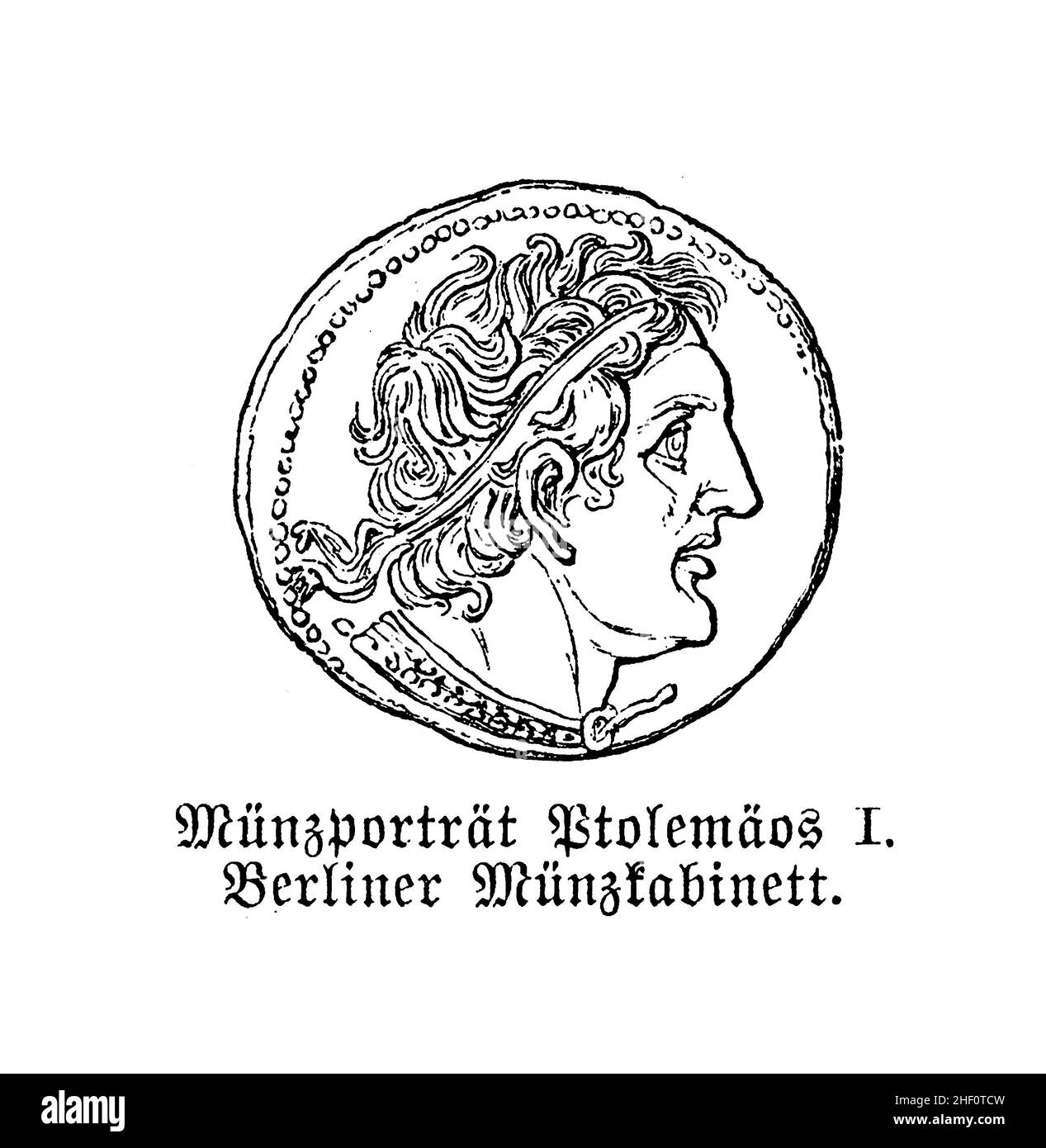 Pièce ancienne avec le portrait de Ptolémée I le Sauveur grec macédonien général Banque D'Images