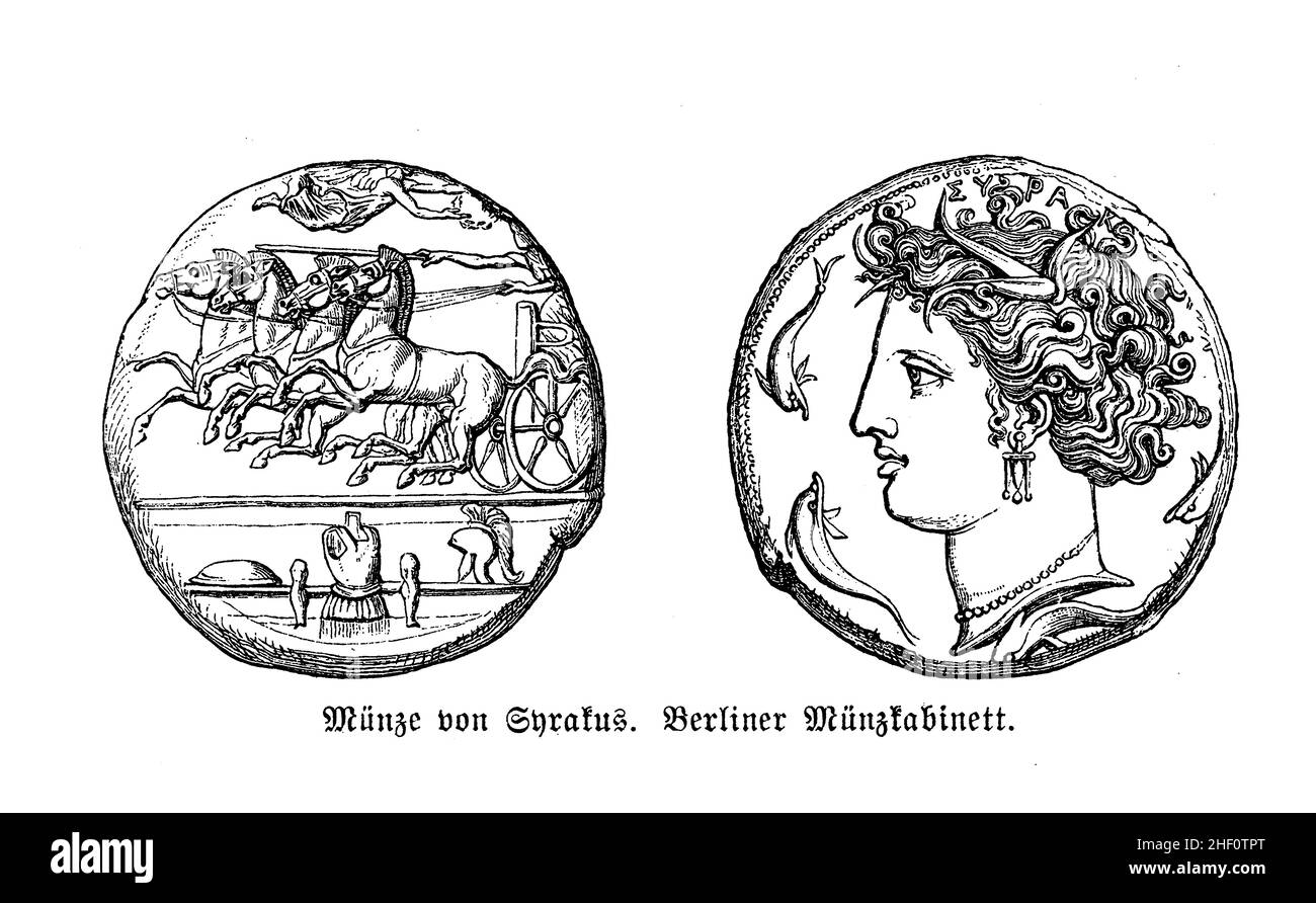 Pièce ancienne de la Magna Graecia trouvée à Sirakuse en Italie Banque D'Images