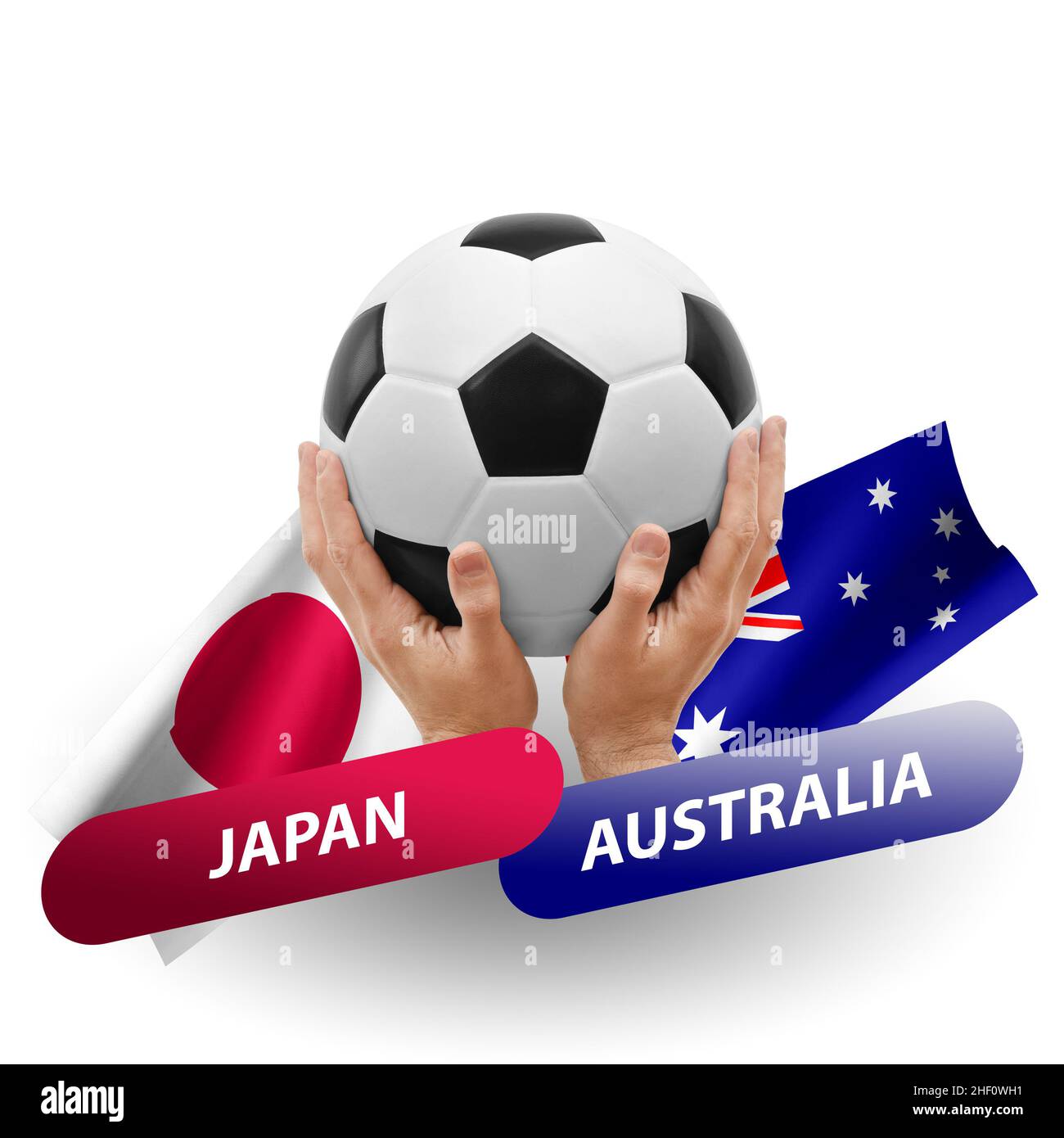 Match de football, équipes nationales japon contre australie Banque D'Images
