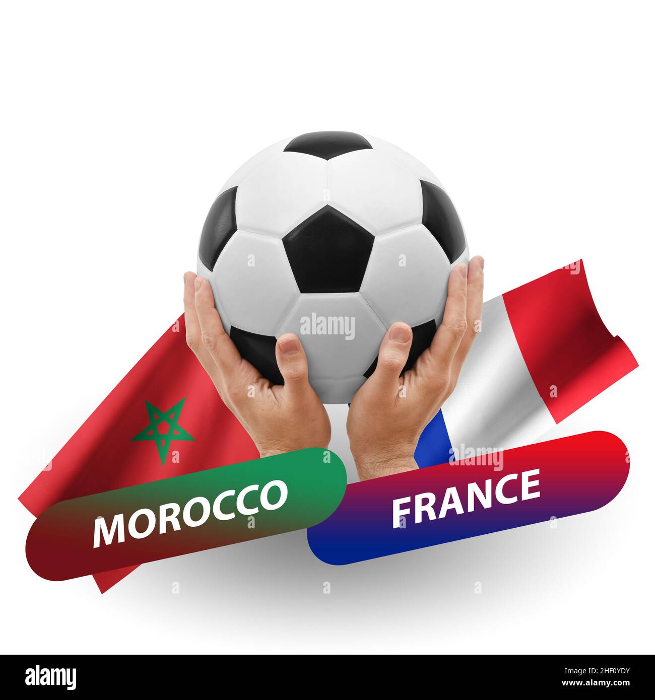 Match de football, équipes nationales maroc contre france Banque D'Images