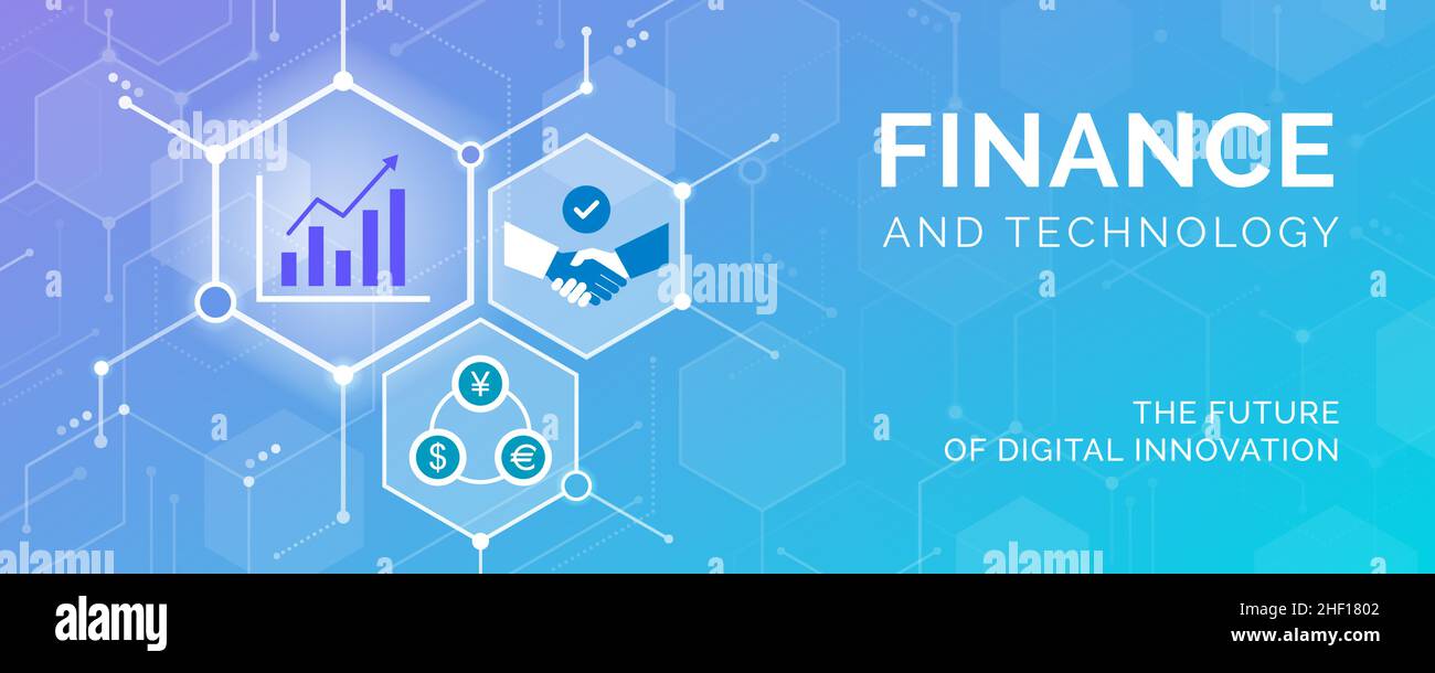 Les icônes de la finance et de la technologie se connectent : la transformation numérique et l'innovation Illustration de Vecteur