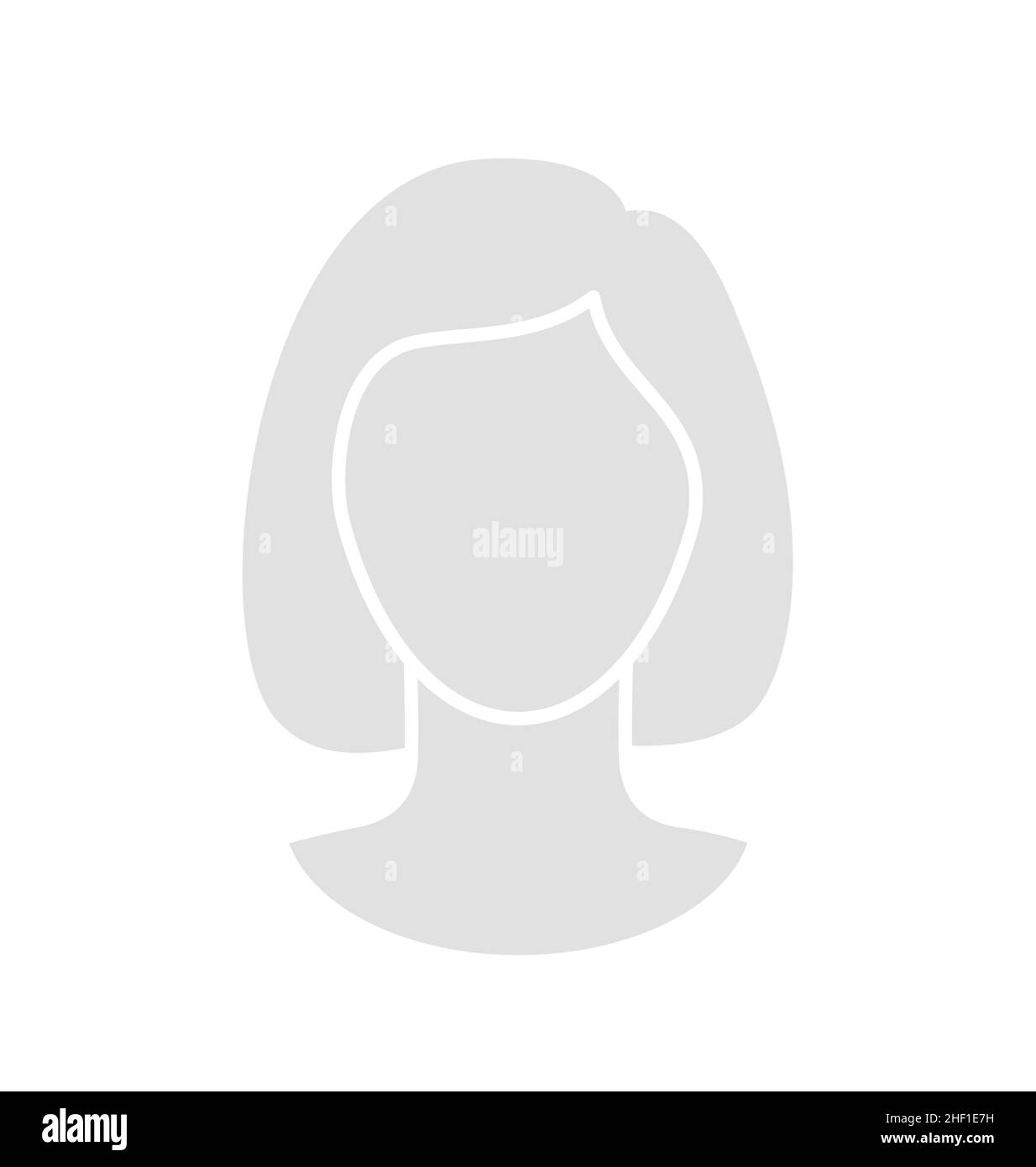 simple générique gris clair humain femme tête contour silhouette espace réservé avatar portrait vide vecteur isolé sur fond blanc Illustration de Vecteur