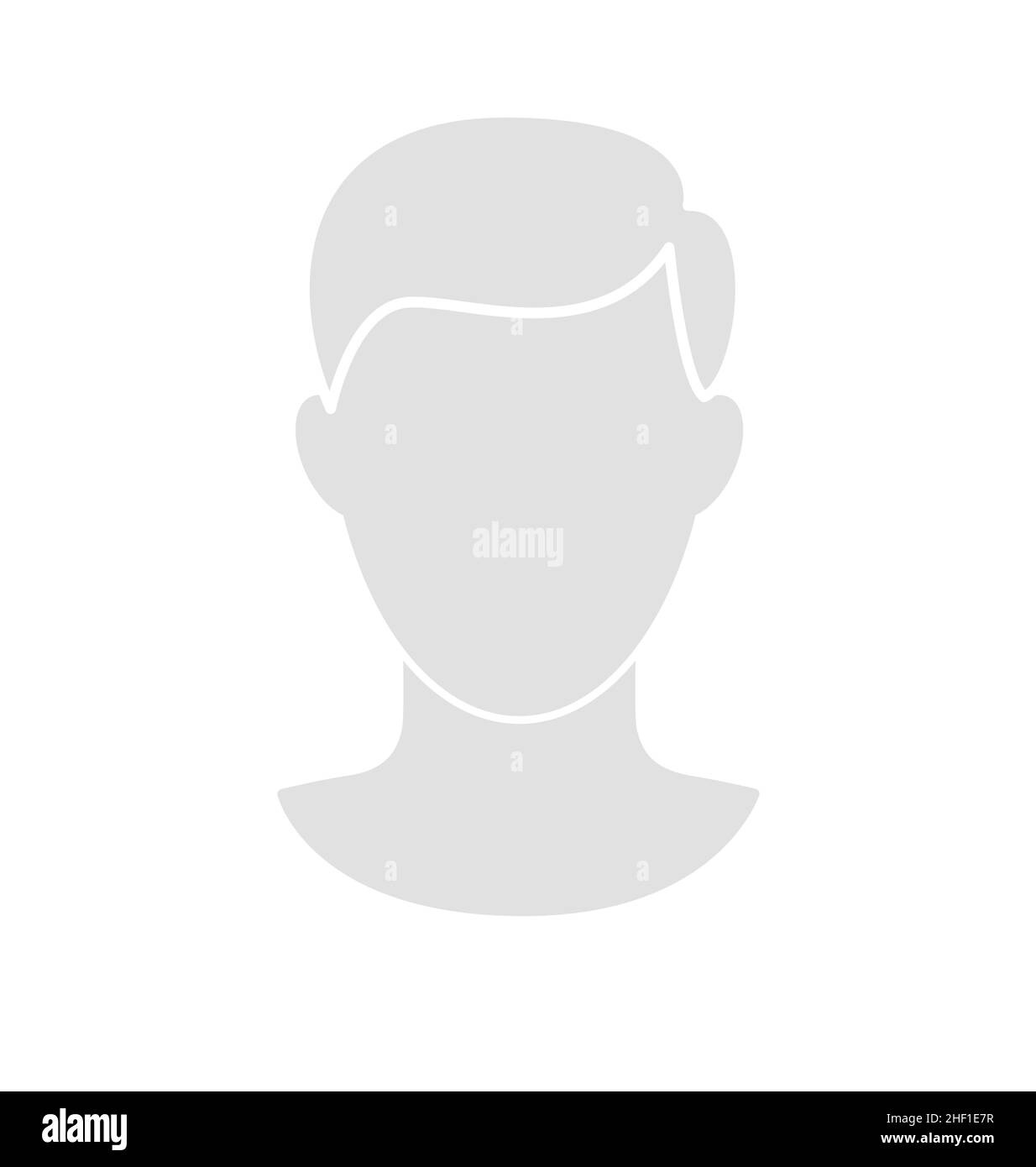 simple générique gris clair humain homme tête contour silhouette espace réservé avatar court portrait blanc vecteur isolé sur fond blanc Illustration de Vecteur