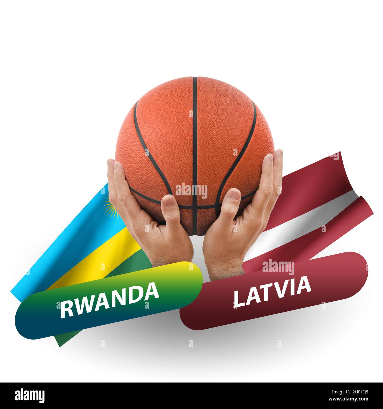 Match de basket-ball, équipes nationales rwanda contre lettonie Banque D'Images