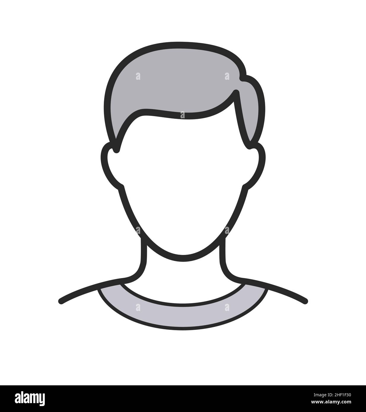 simple homme anonyme homme tête contour ligne dessin illustration cheveux courts portrait blanc vecteur isolé sur fond blanc Illustration de Vecteur