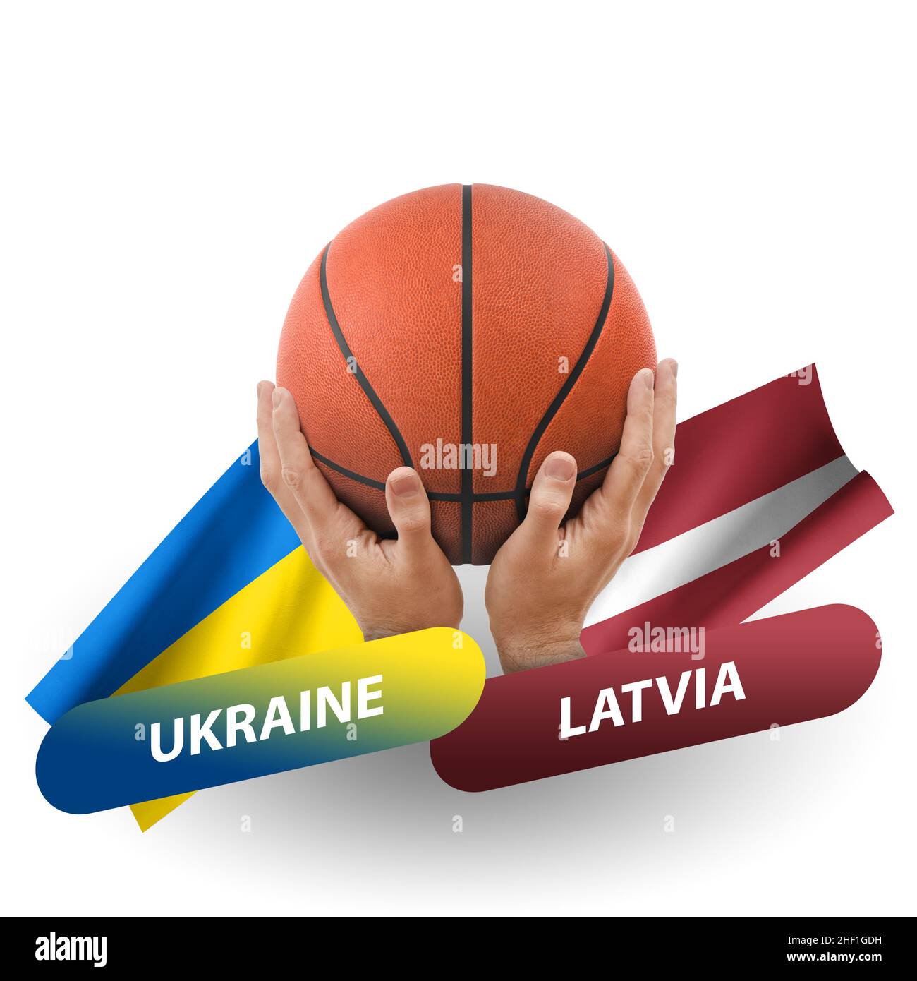 Match de basket-ball, équipes nationales ukraine contre lettonie Banque D'Images