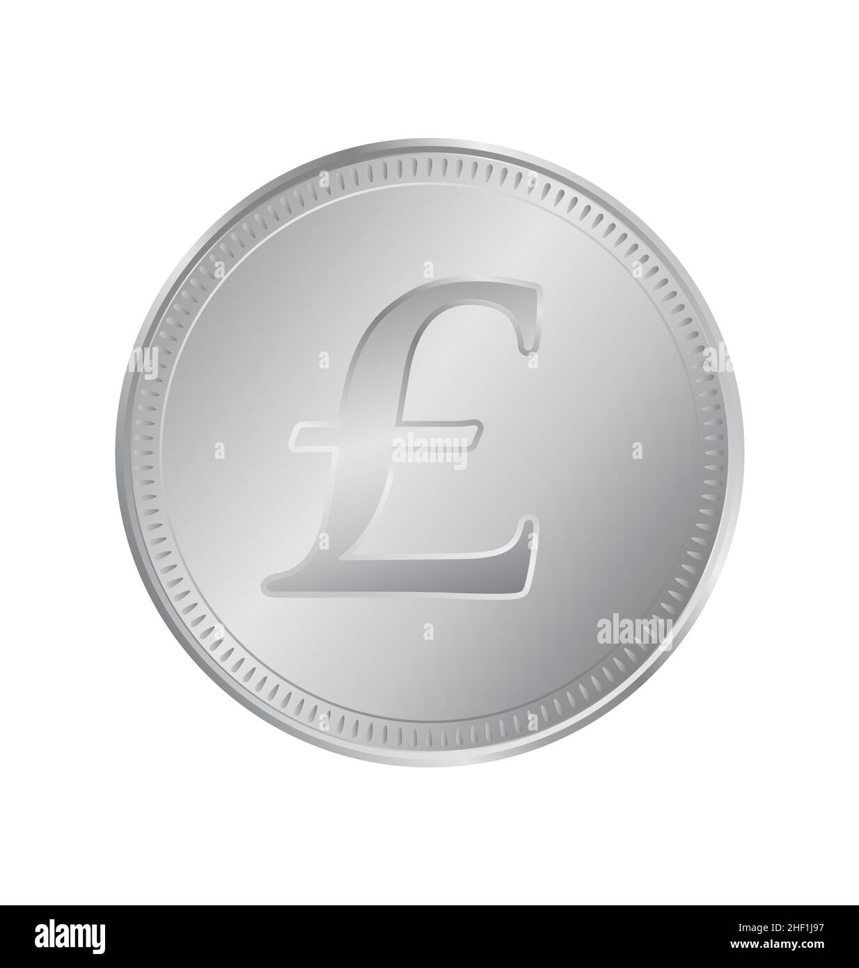 or brillant livre sterling livre sterling pièce de monnaie vecteur argent isolé sur fond blanc Illustration de Vecteur