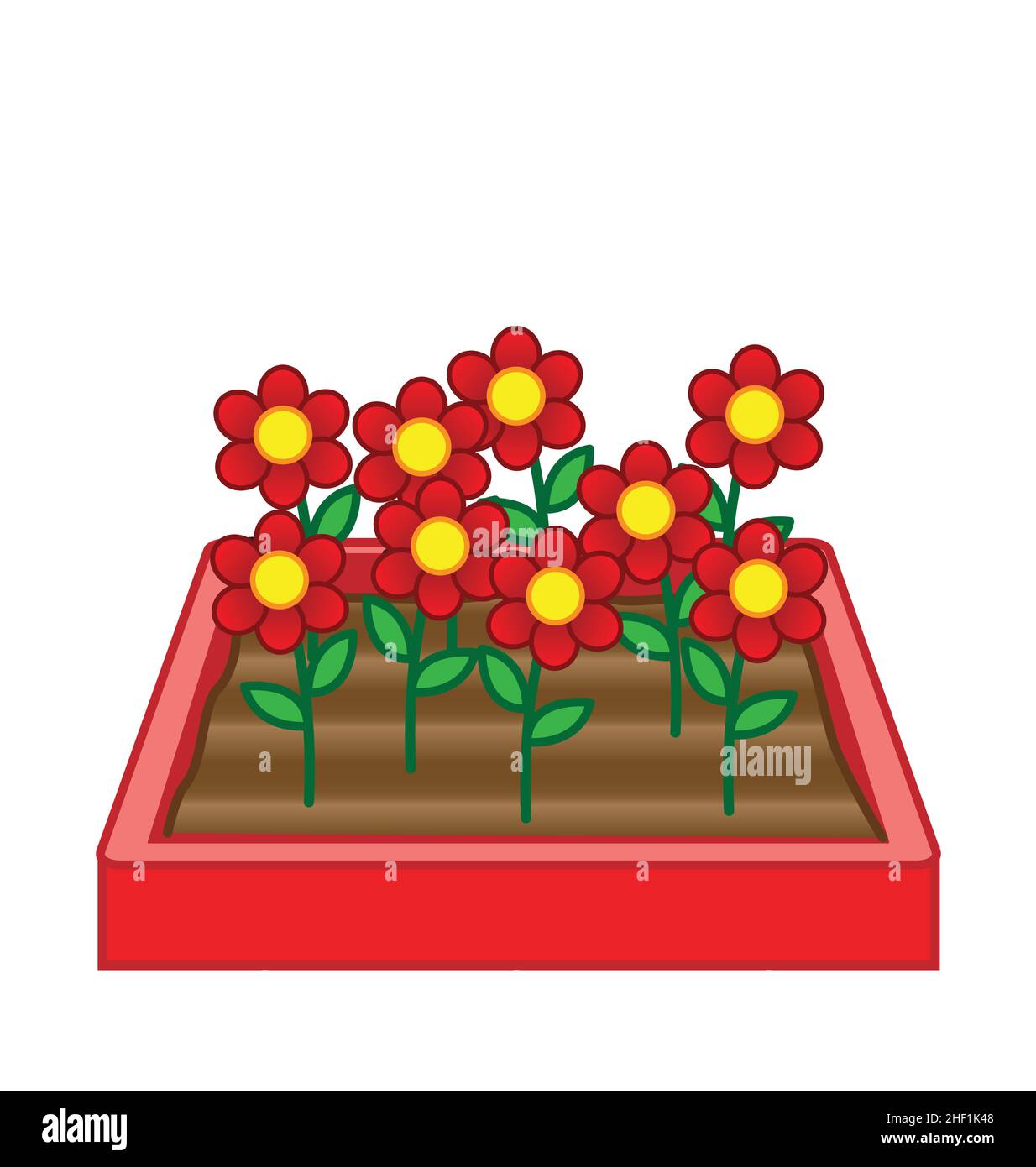 Simple dessin animé fleur jardin lit vecteur isolé sur fond blanc Illustration de Vecteur