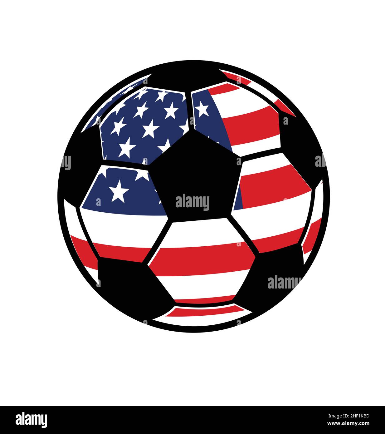 ballon de football classique noir et blanc avec drapeau américain simple isolé sur fond blanc vecteur Illustration de Vecteur