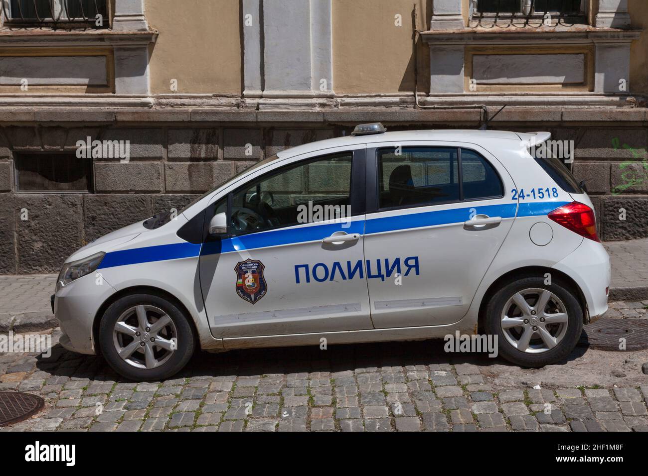 Sofia, Bulgarie - Mai 18 2019: Voiture de police garée dans la rue. Banque D'Images