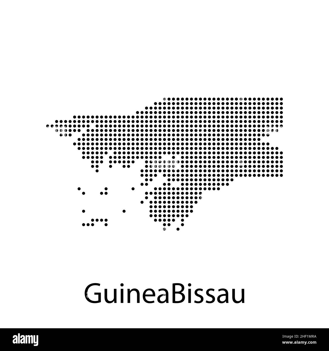 Silhouette de carte vectorielle de Guinée-Bissau isolée sur fond blanc.Illustration haute précision.Pays en Afrique de l'Ouest. Illustration vectorielle Illustration de Vecteur
