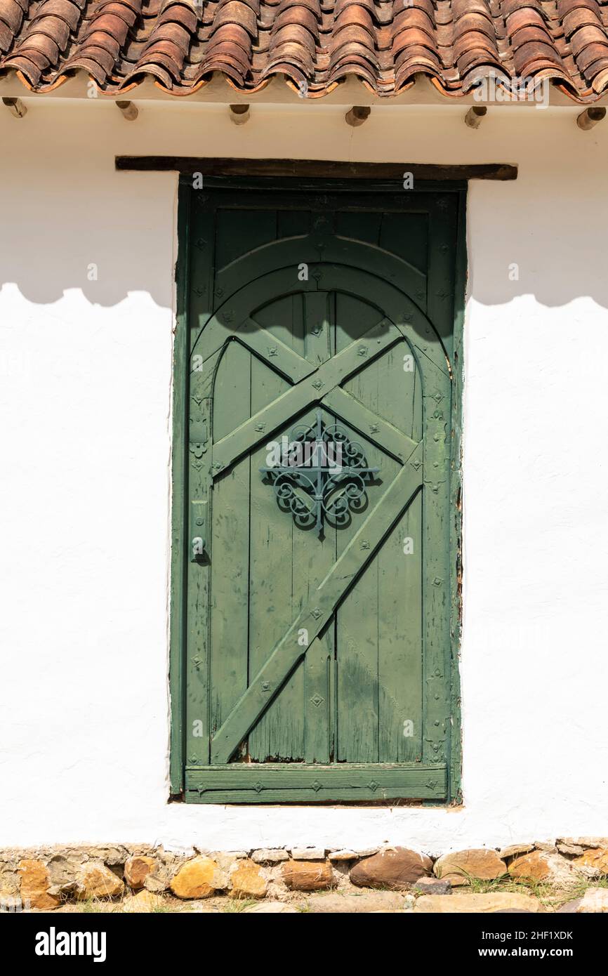 Porte sur une maison colorée, Villa de Leyva, Boyacá, Colombie Banque D'Images
