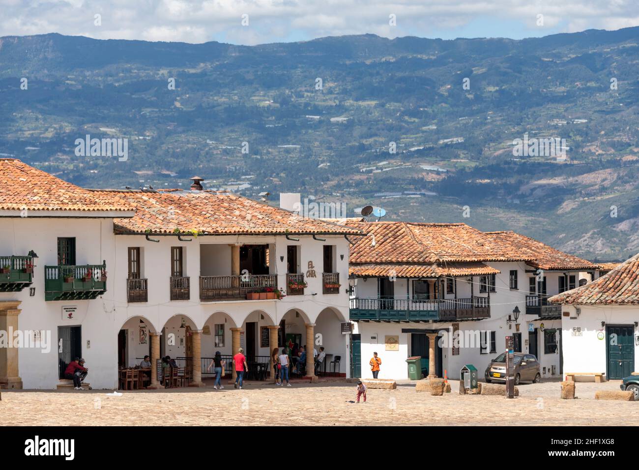 Plaza Mayor de Villa de Leyva, Boyacá, Colombie Banque D'Images