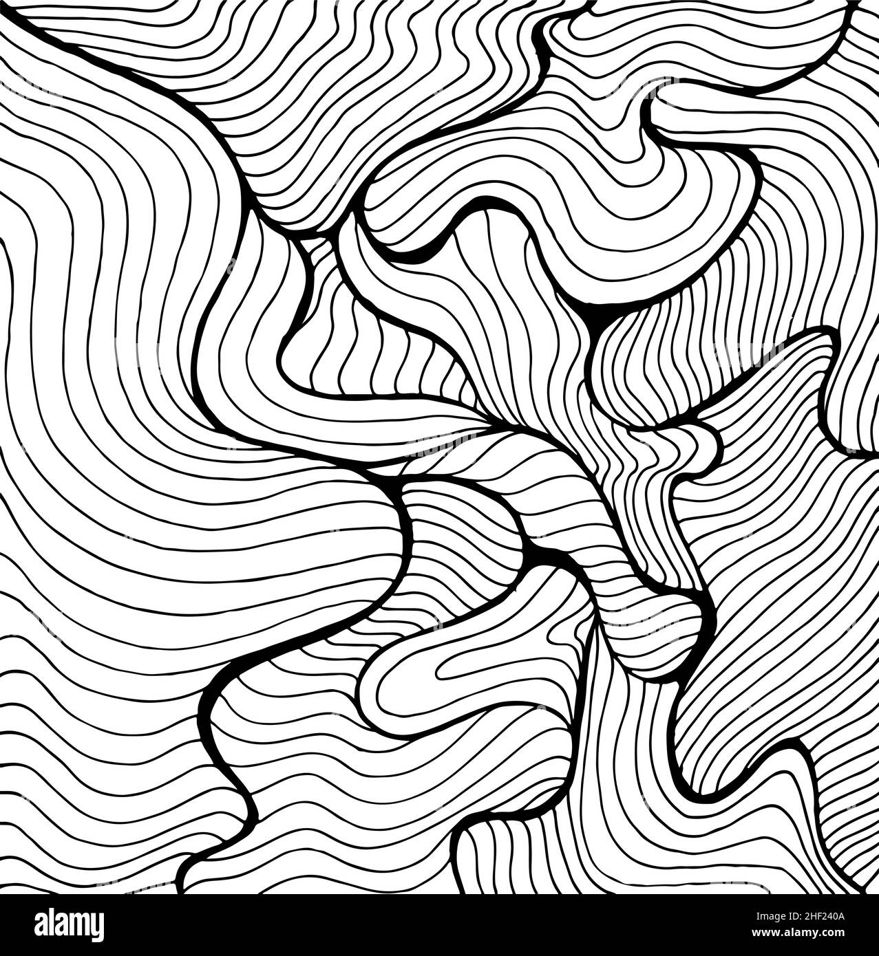 Noir blanc motif de gribouillages décoratifs.Page de coloriage abstrait de dessin au trait. Illustration de Vecteur