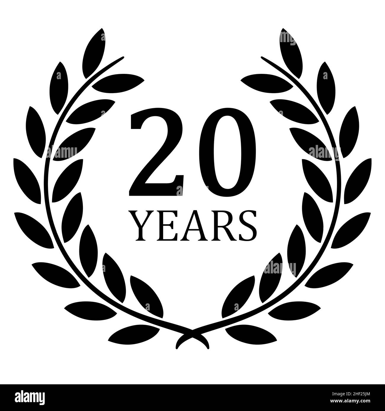 fichier vectoriel eps avec couronne de laurier noire sur fond blanc pour le succès ou jubilé ferme avec texte 20 ans Illustration de Vecteur