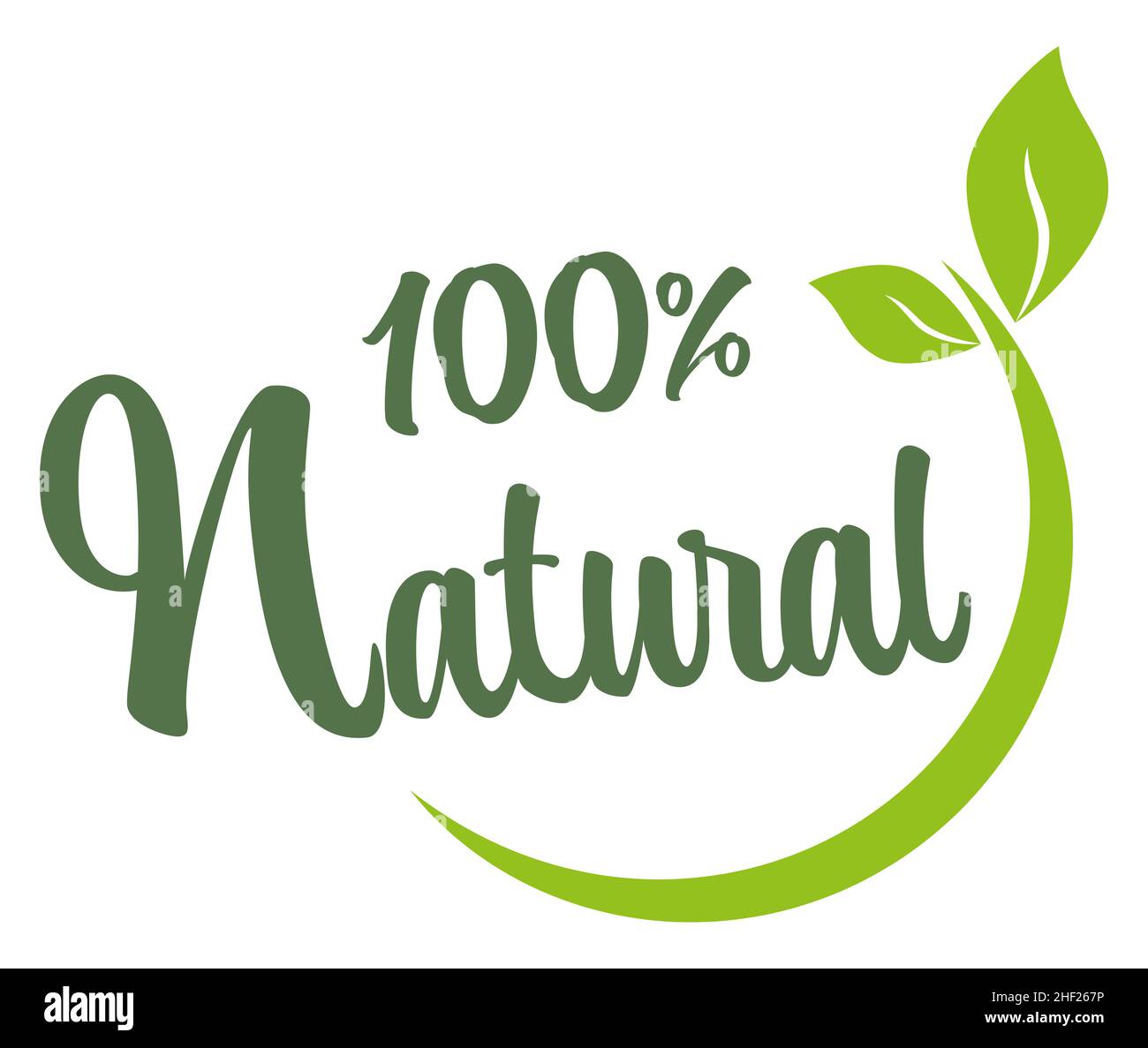 fichier vectoriel eps timbre rond vert moderne avec feuilles, texte 100% naturel Illustration de Vecteur