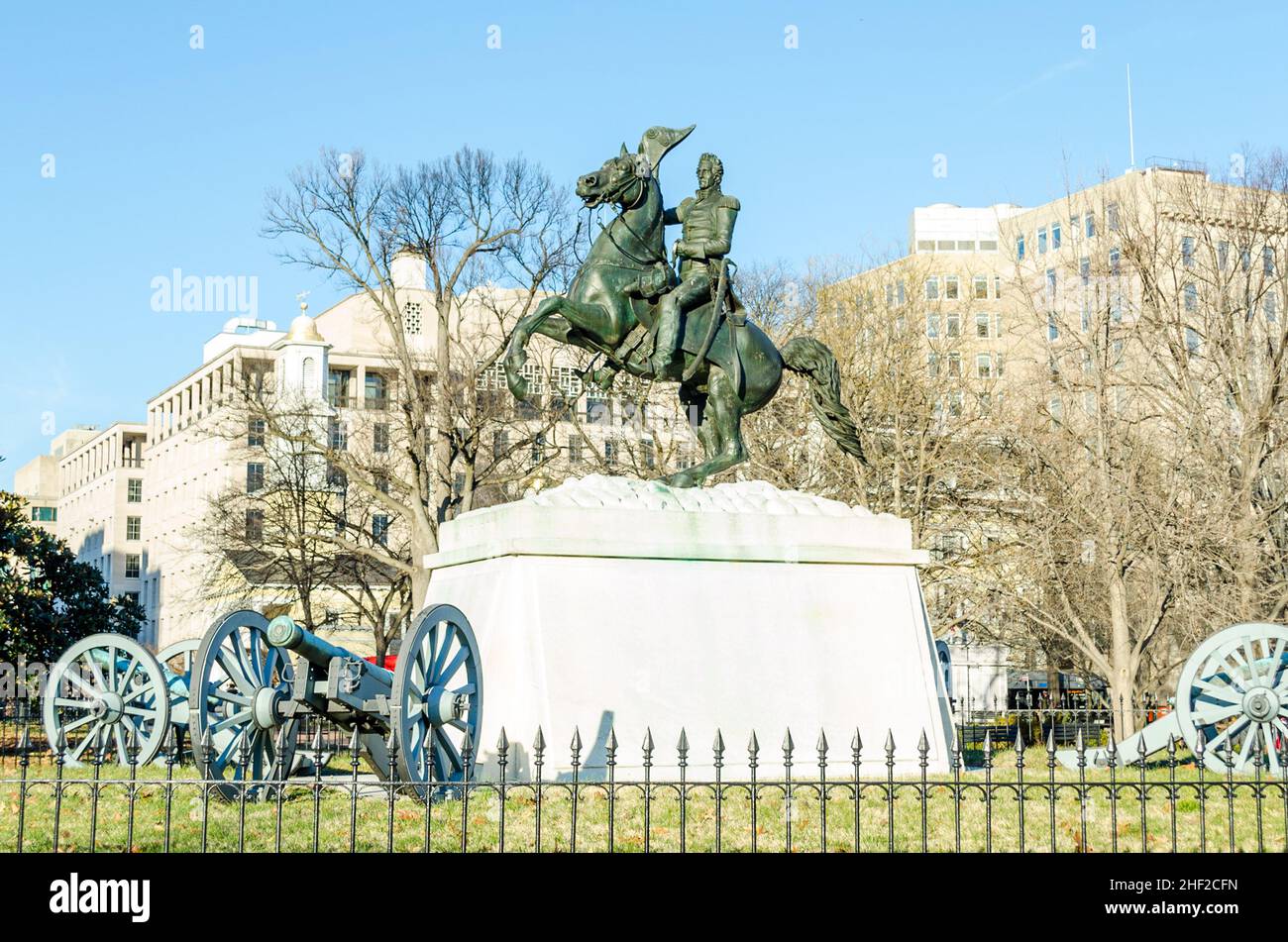 Clark Mills's Equestrian Statue of President Andrew Jackson à Lafayette Square à Washington DC, va, Etats-Unis Banque D'Images