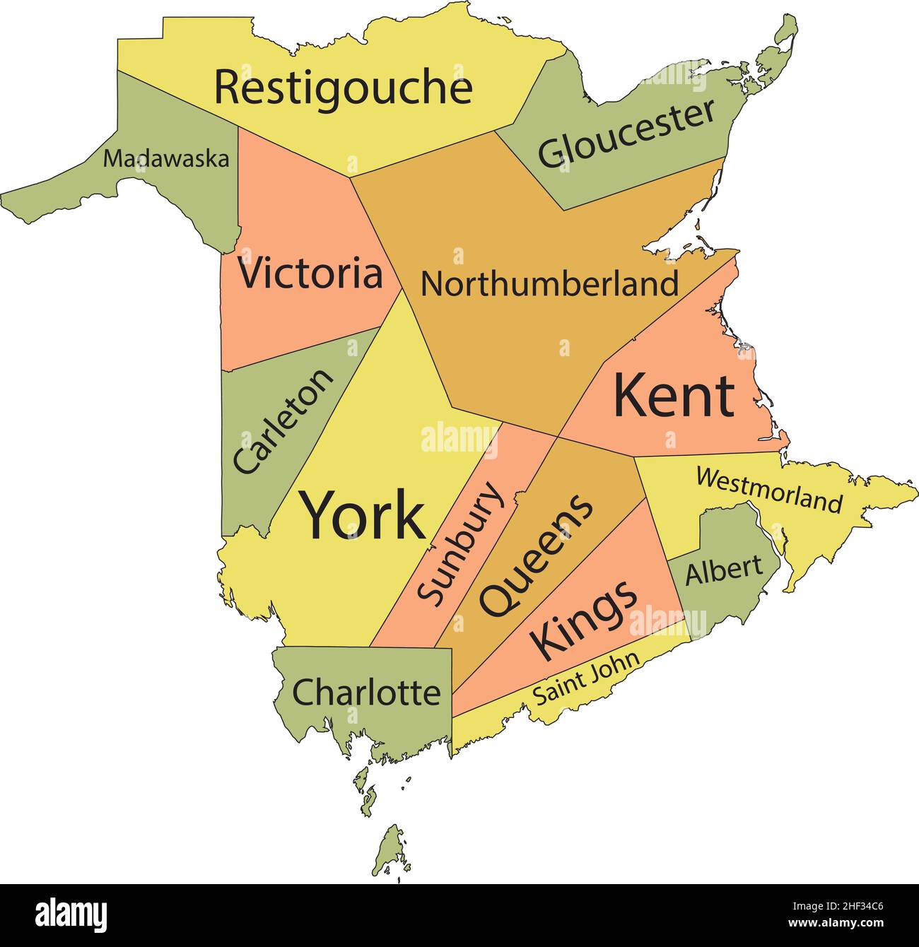 Carte administrative à vecteur plat pastel du territoire canadien du ...