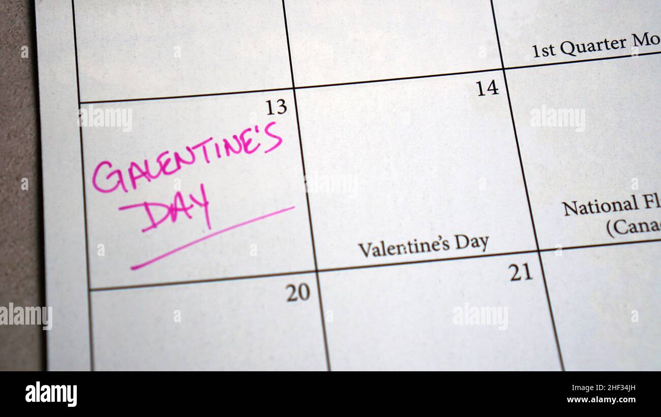 Rappel du calendrier à propos de la Journée de la Galentine - une fête rendue populaire par Parcs et Loisirs - pour célébrer les amitiés entre femmes. Banque D'Images