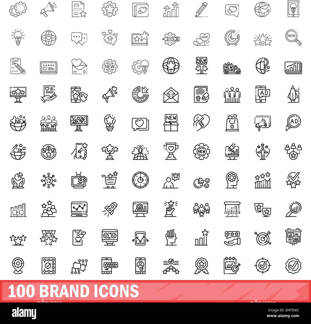 ensemble de 100 icônes de marque.Illustration de 100 symboles de marque ensemble de vecteurs isolé sur fond blanc Illustration de Vecteur