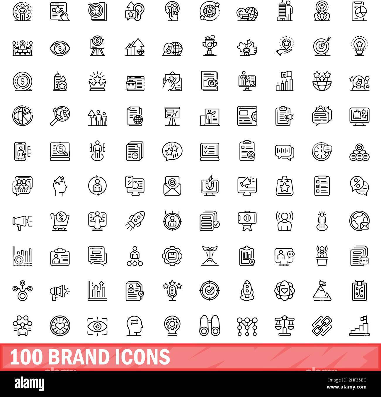 ensemble de 100 icônes de marque.Illustration de 100 symboles de marque ensemble de vecteurs isolé sur fond blanc Illustration de Vecteur