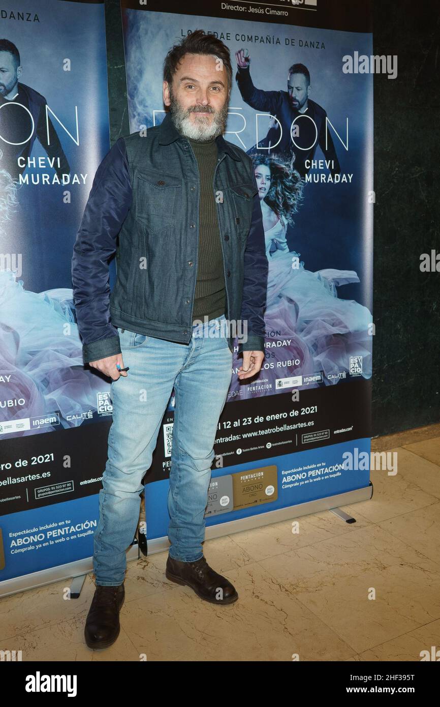 Madrid, Espagne.13th janvier 2022.L'acteur Fernando Tejero assiste à la première "El Perdon" au théâtre Bellas Artes à Madrid.(Photo par Atilano Garcia/SOPA Images/Sipa USA) crédit: SIPA USA/Alay Live News Banque D'Images