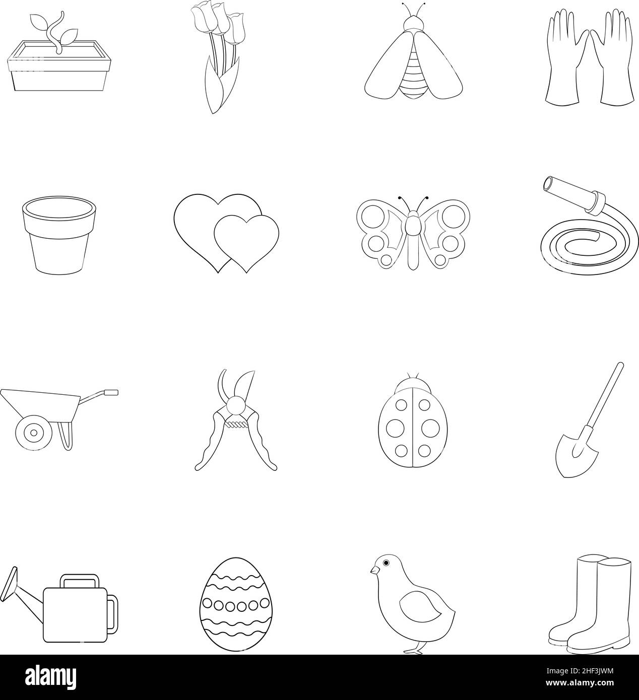 Icônes de jeu de ressorts de style contour isolées sur fond blanc Illustration de Vecteur