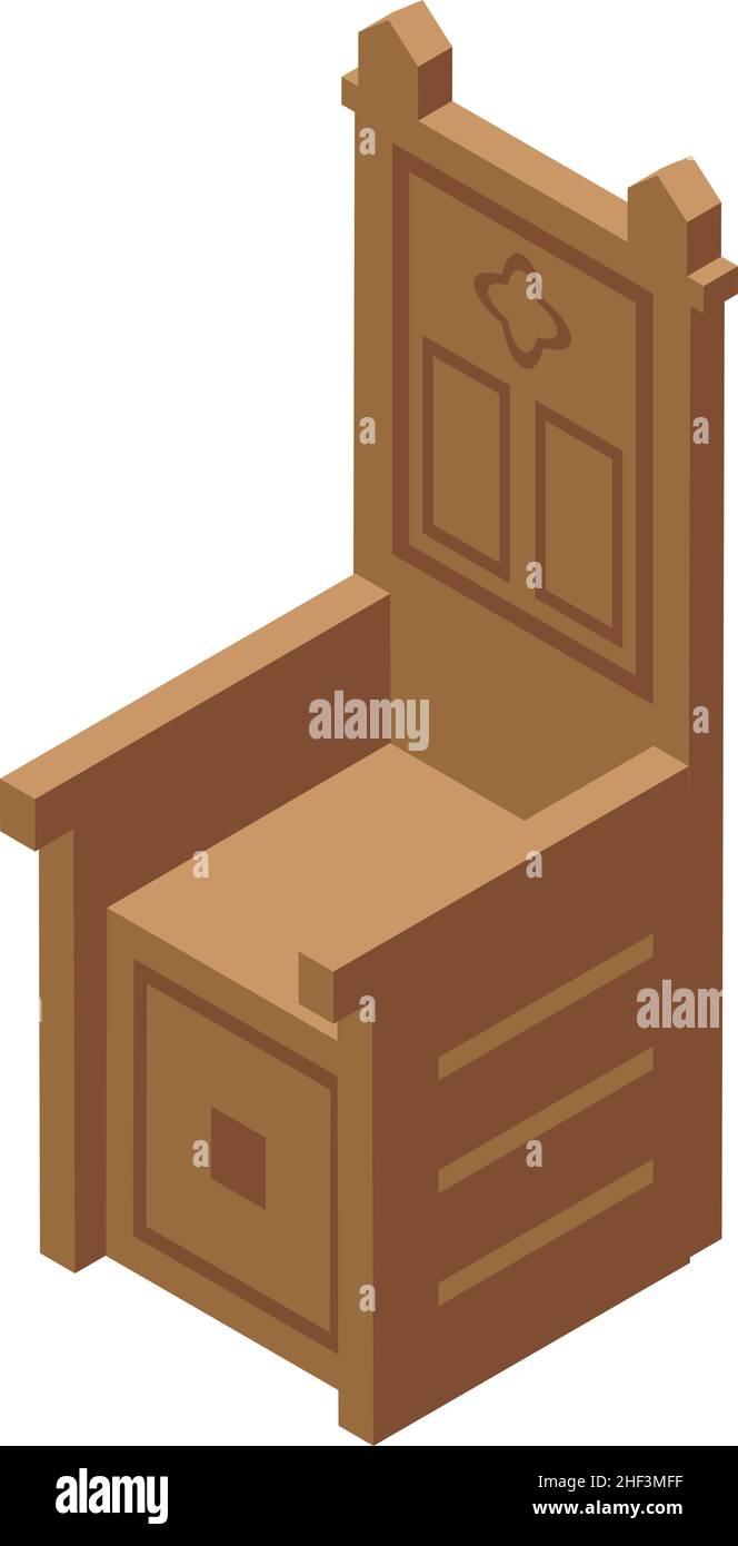 Icône représentant un très grand fauteuil, vecteur isométrique.Le peuple médiéval.Âge historique Illustration de Vecteur