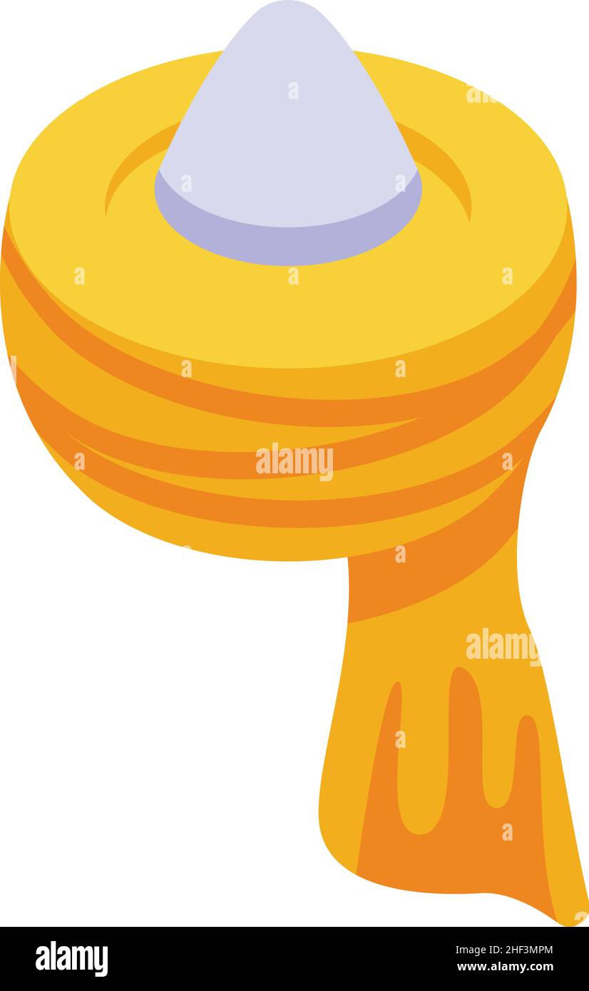 Vecteur isométrique de l'icône d'adresse de taille de turban.Chapeau arabe.Culture vestimentaire Illustration de Vecteur