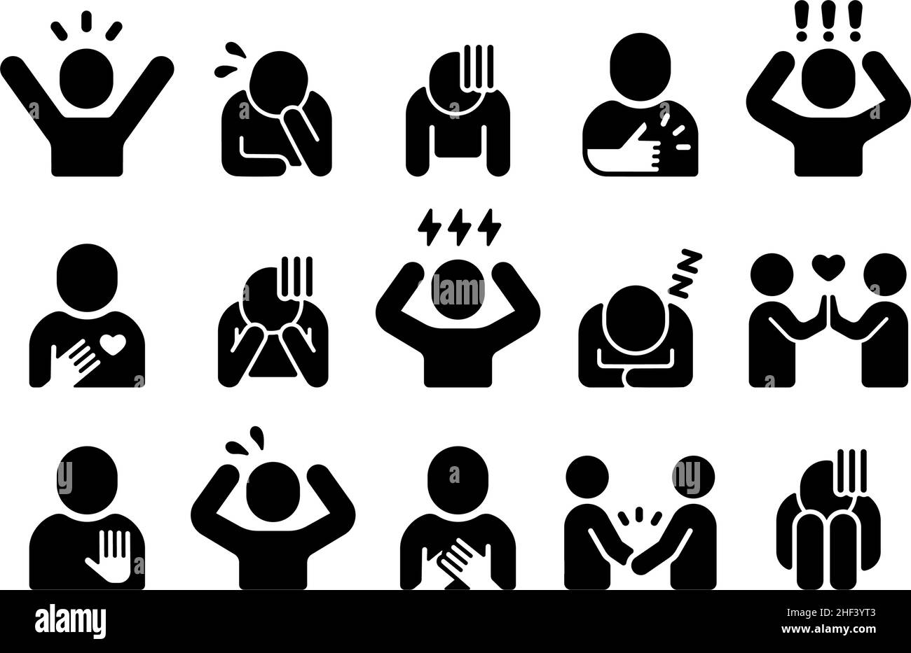 Ensemble d'illustrations d'icône de vecteur de personne de silhouette ( émotion, geste, etc. ) Illustration de Vecteur