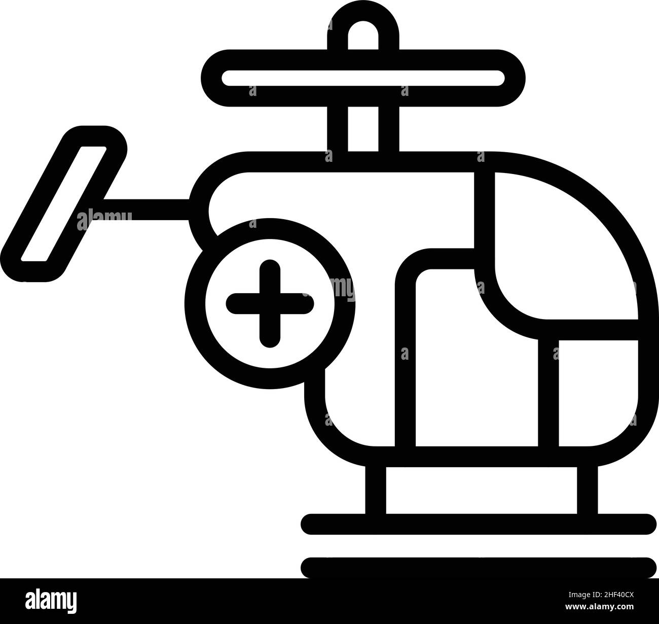 Vecteur de contour de l'icône d'hélicoptère de secours.Recherche en mer.Ambulance aérienne Illustration de Vecteur