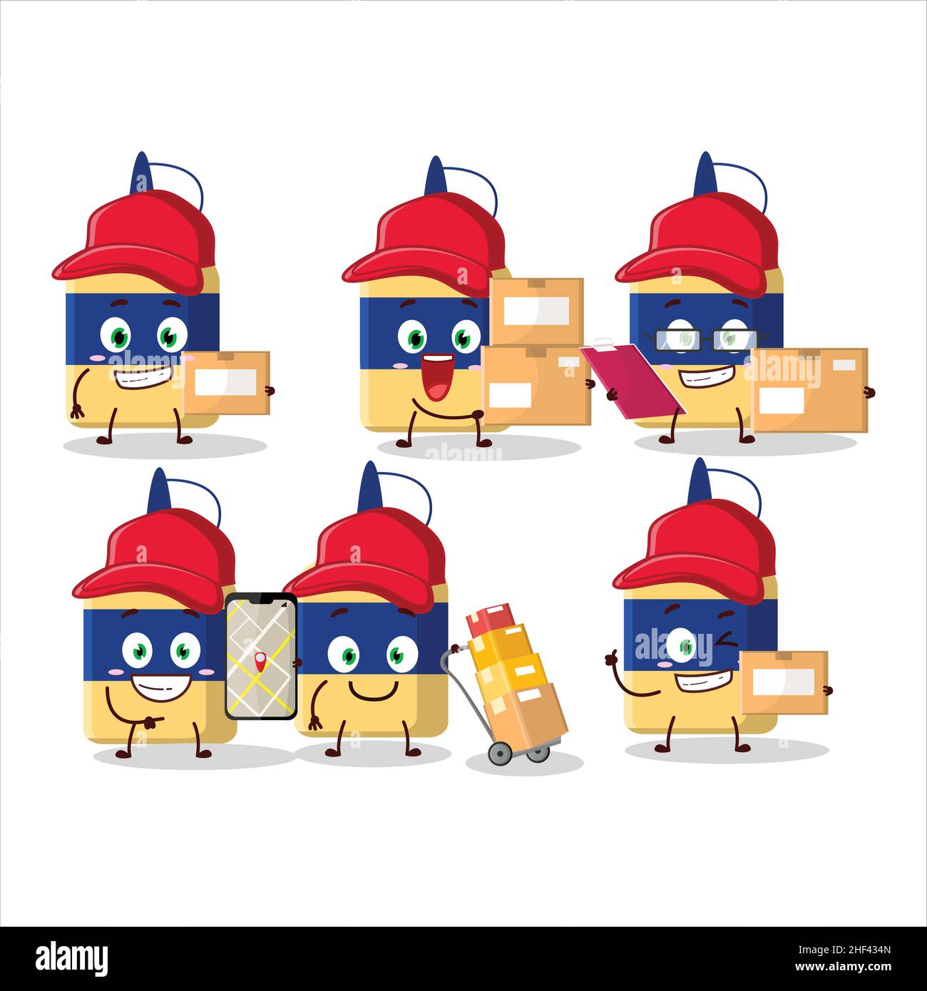 Dessin de personnages de dessin animé de colle de papier travaillant comme un coursier.Illustration vectorielle Illustration de Vecteur