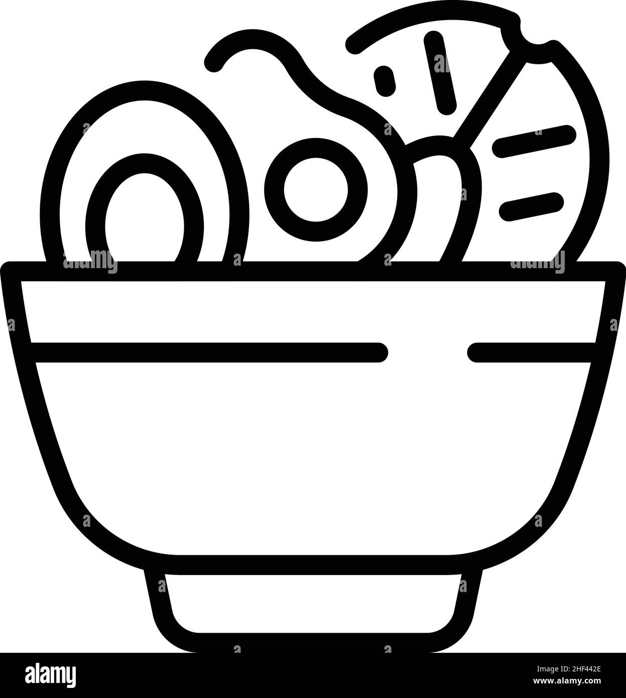 Vecteur de contour d'icône de salade végétalienne.Plaque de cuve.Aliments légumes Illustration de Vecteur
