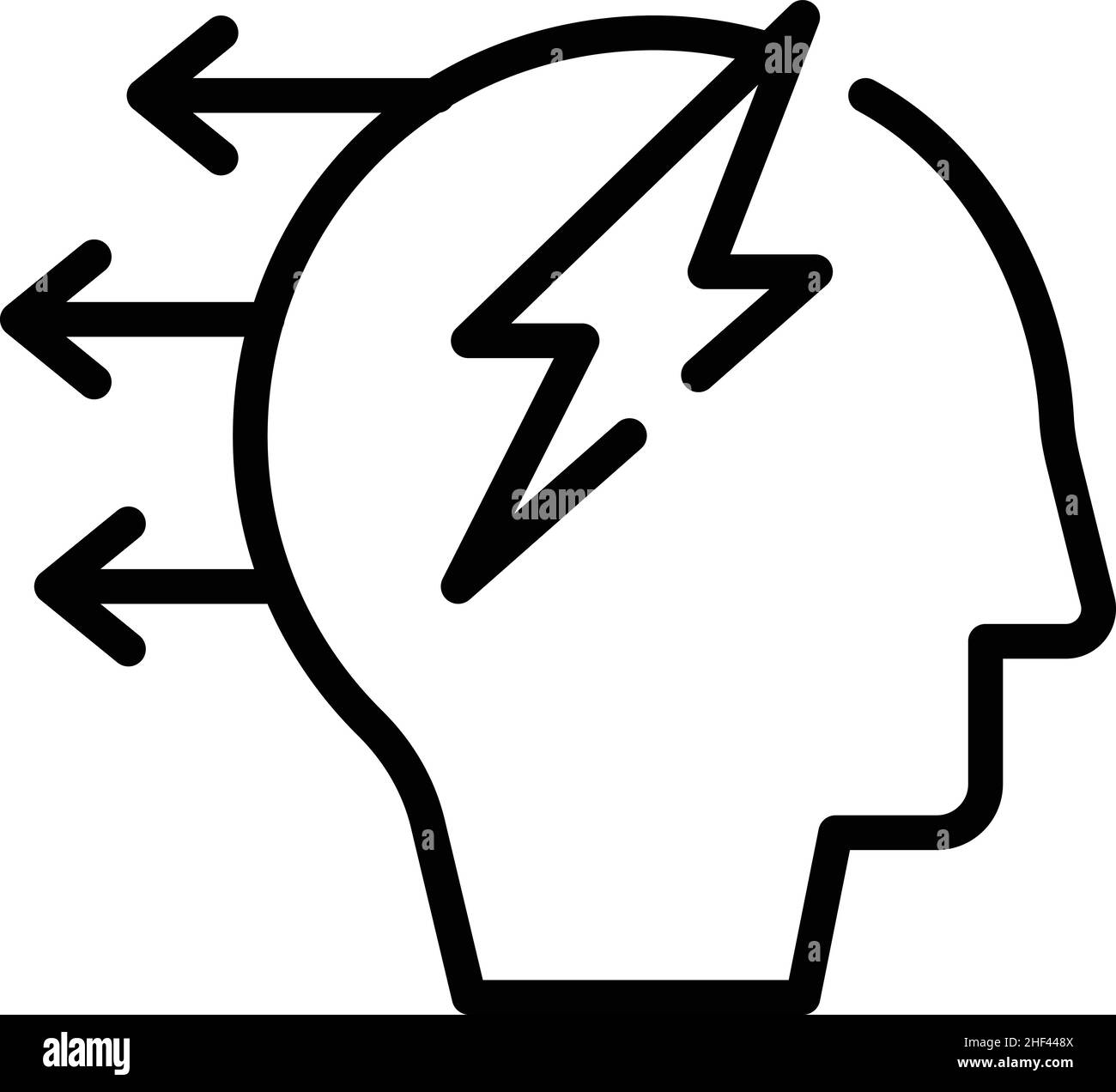 Vecteur de contour d'icône de réflexion rapide.Pensez au cerveau.Santé plus rapide Illustration de Vecteur
