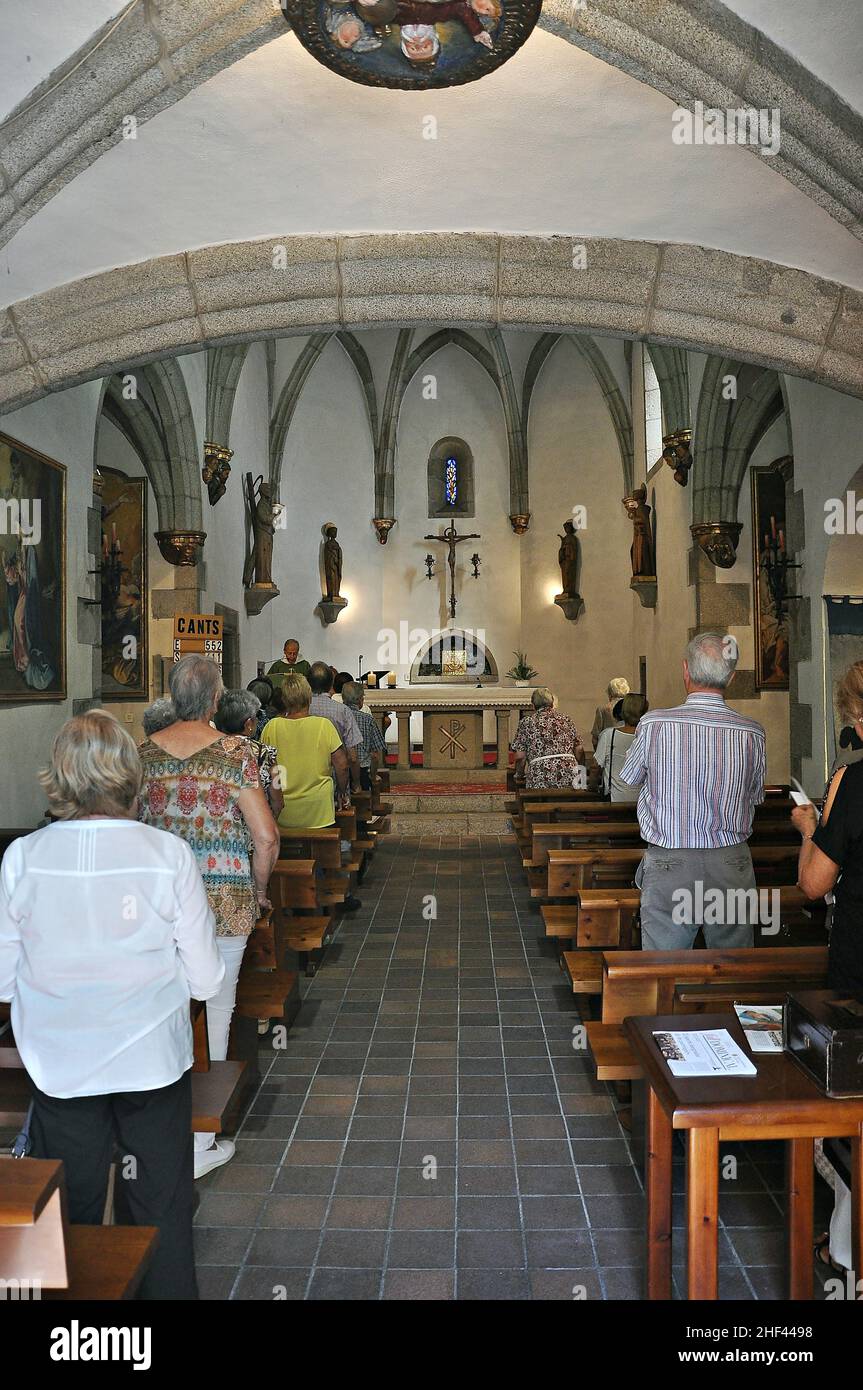 Église de Sant Andreu à Orrius de la région de Maresme province de Barcelone, Catalogne, Espagne Banque D'Images