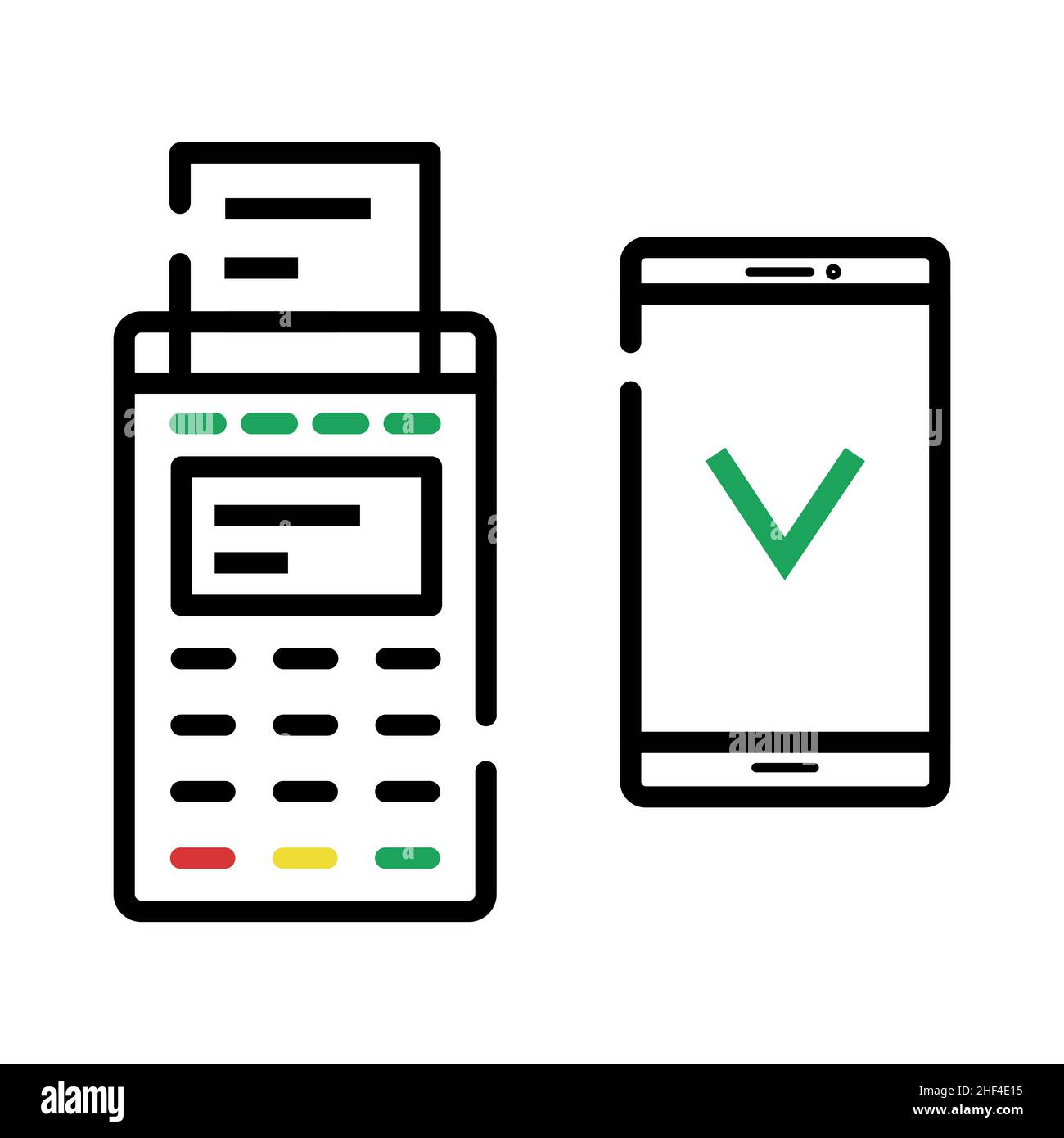 Terminal de banque.Paiement par téléphone.Illustration vectorielle sur fond blanc isolé. Illustration de Vecteur