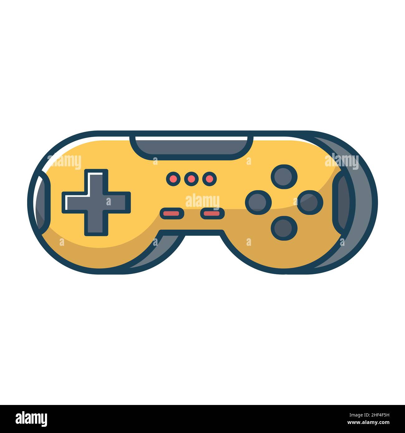 Icône de manette de jeu jaune.Joypad pour console, pc et jeux vidéo.Illustration vectorielle en ligne plate. Illustration de Vecteur