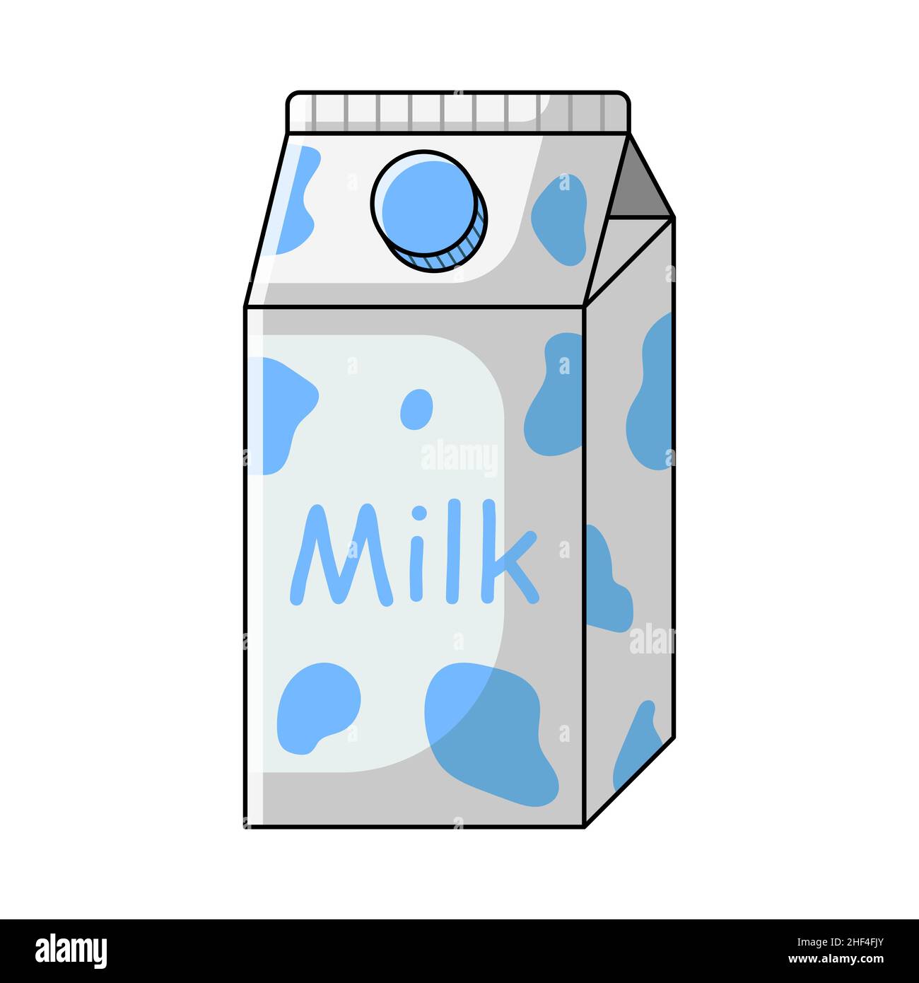 Petit carton de lait.Illustration vectorielle isolée sur fond blanc.Style de dessin animé à lignes plates. Illustration de Vecteur