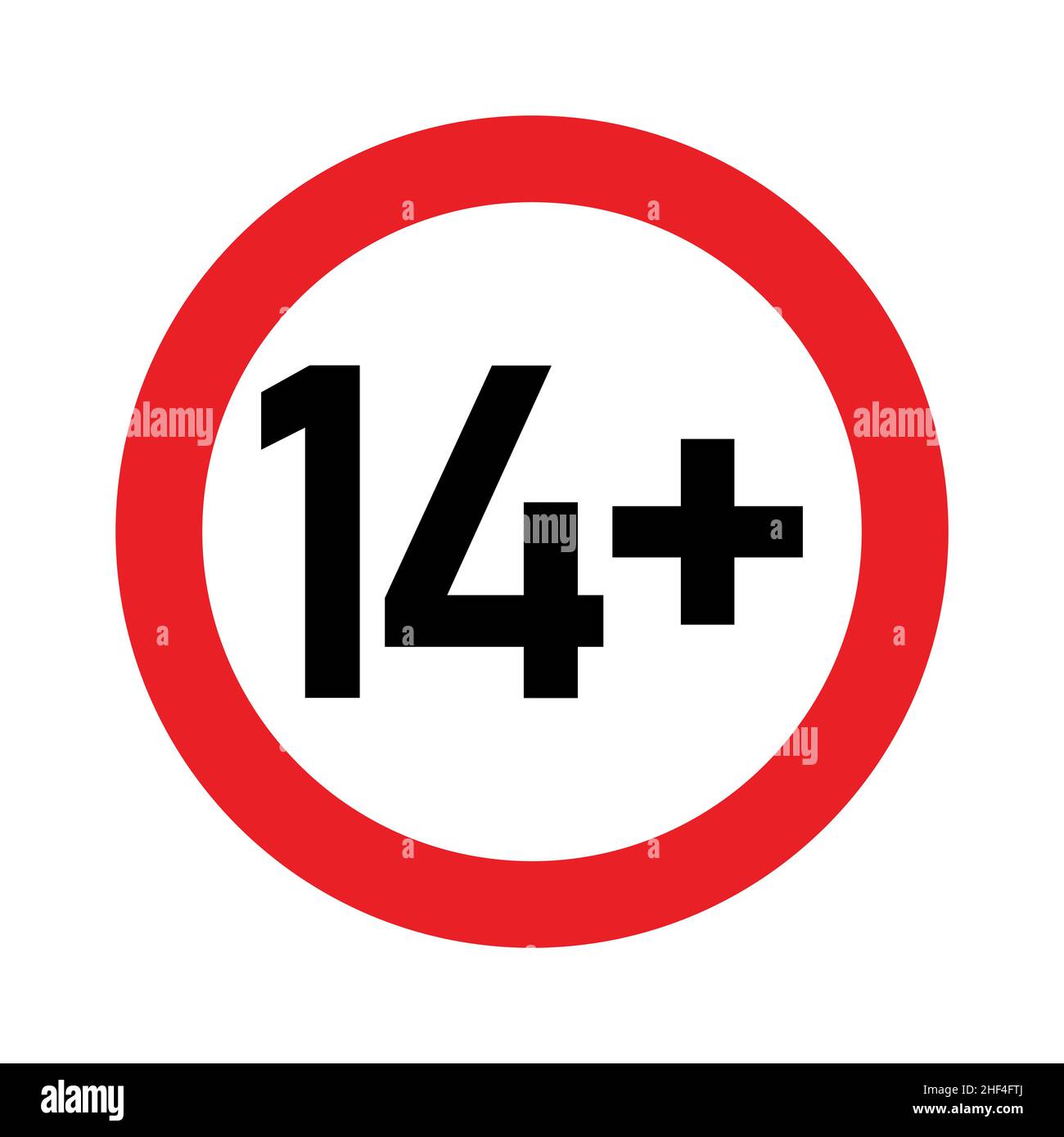 14 signe plus.Quatorze.Pour adultes uniquement.Restrictions d'âge, censure, contrôle parental.Icône pour le contenu, les films et les jouets. Illustration de Vecteur