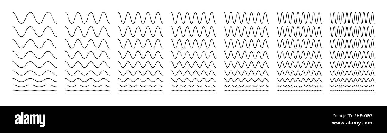 Lignes ondulées, zigzag et sinusoïdales. Illustration de Vecteur