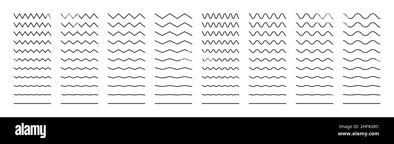 Lignes ondulées, zigzag et sinusoïdales. Illustration de Vecteur
