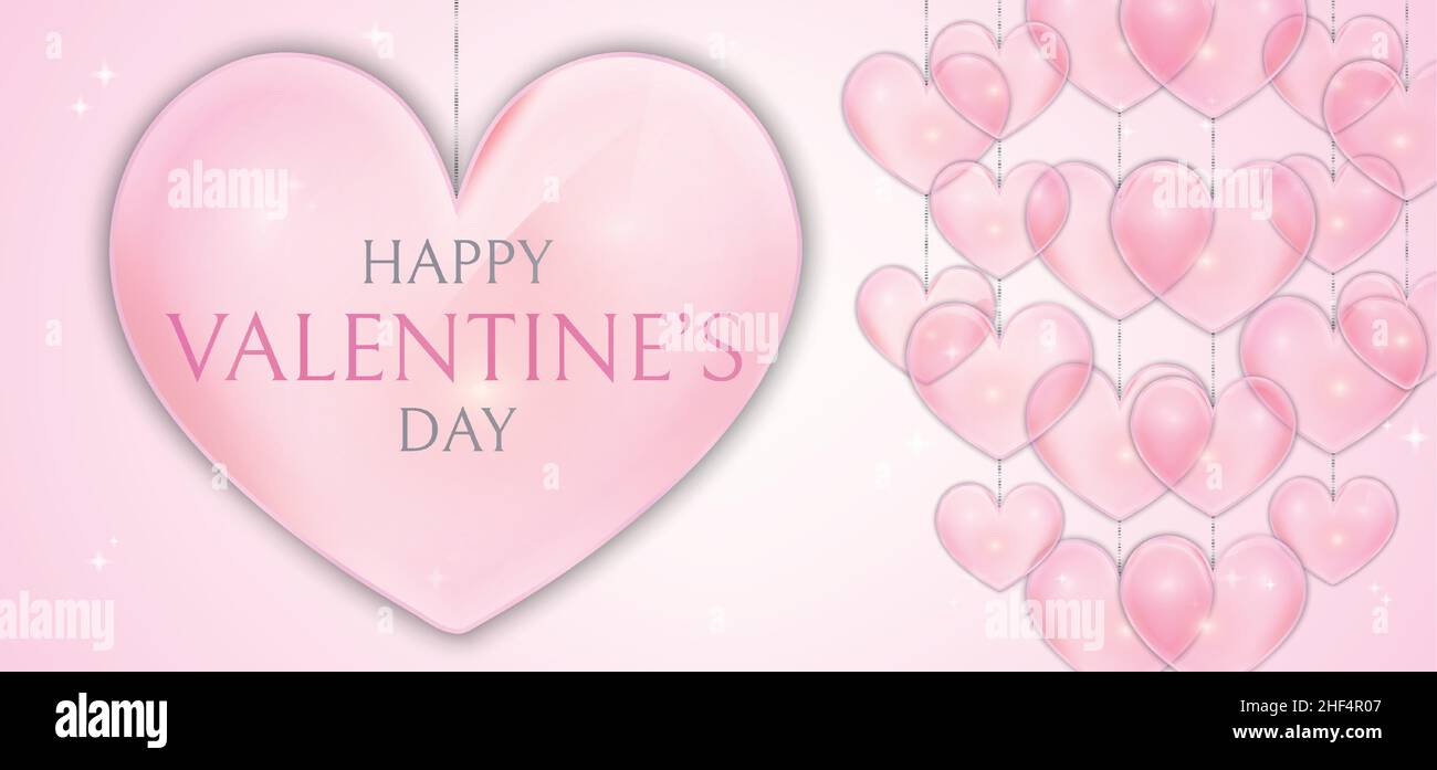 Rose Happy Valentine's Day Illustration Design avec ornements coeur Illustration de Vecteur