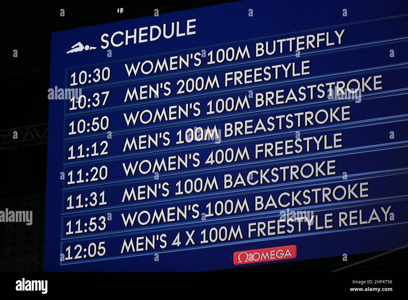 26th JUILLET 2021 - TOKYO, JAPON: Calendrier de la session de natation aux Jeux Olympiques de Tokyo 2020 (photo de Mickael Chavet/RX) Banque D'Images