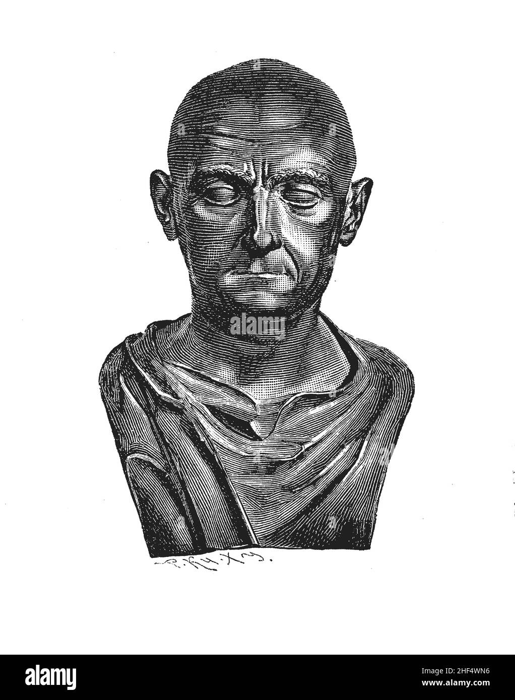 Chef en marbre de Publius Cornelius Scipio Africaus général romain et homme d'État, stratège de la victoire de Rome contre Carthage dans la deuxième guerre punique, Musée archéologique national de Naples Banque D'Images