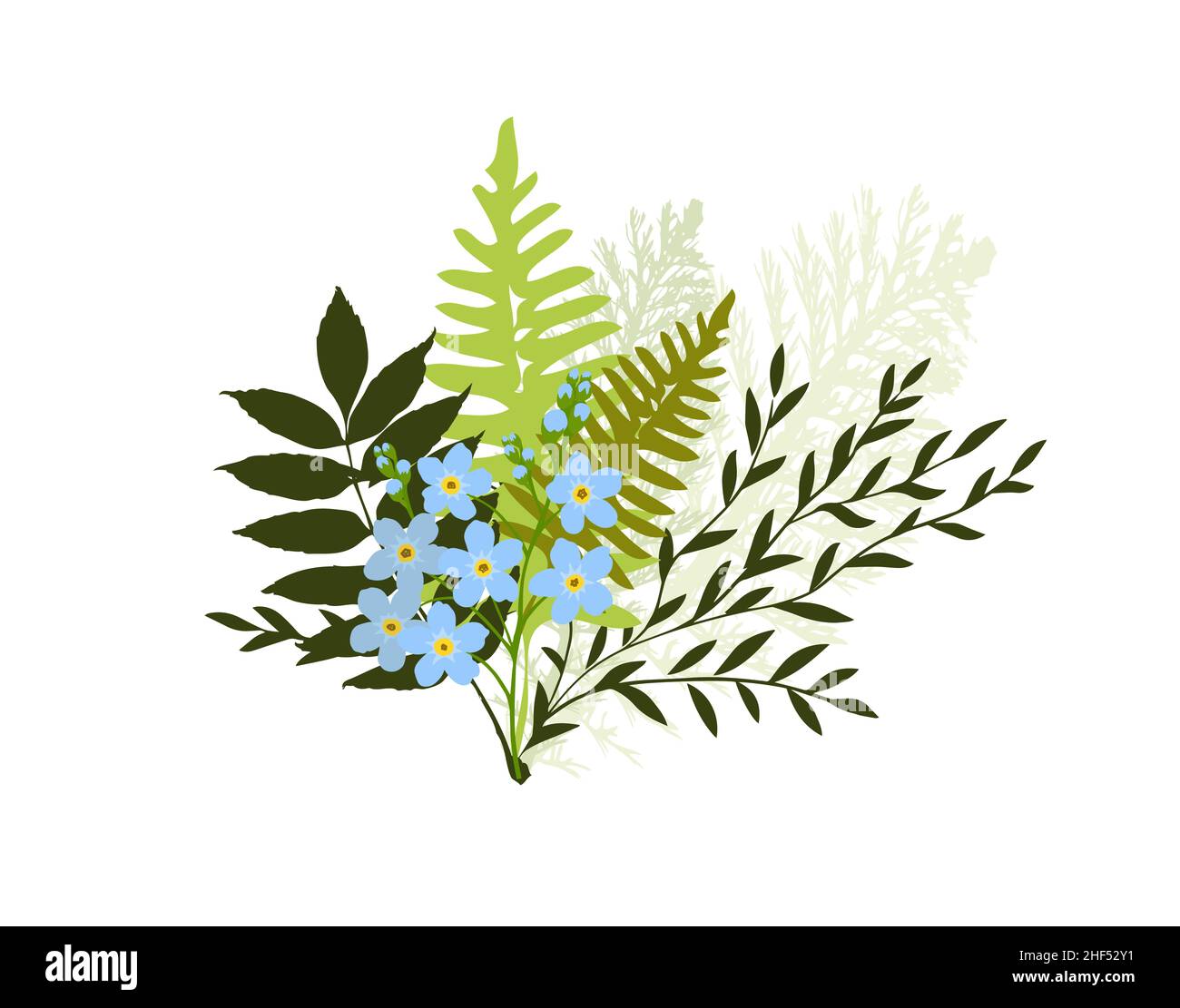 Bouquet de fleurs et de feuilles .Illustration vectorielle Illustration de Vecteur