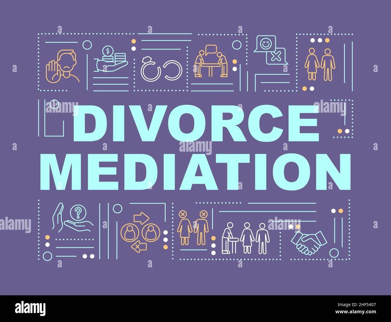 Divorce concepts de mot de règlement bannière violette Illustration de Vecteur