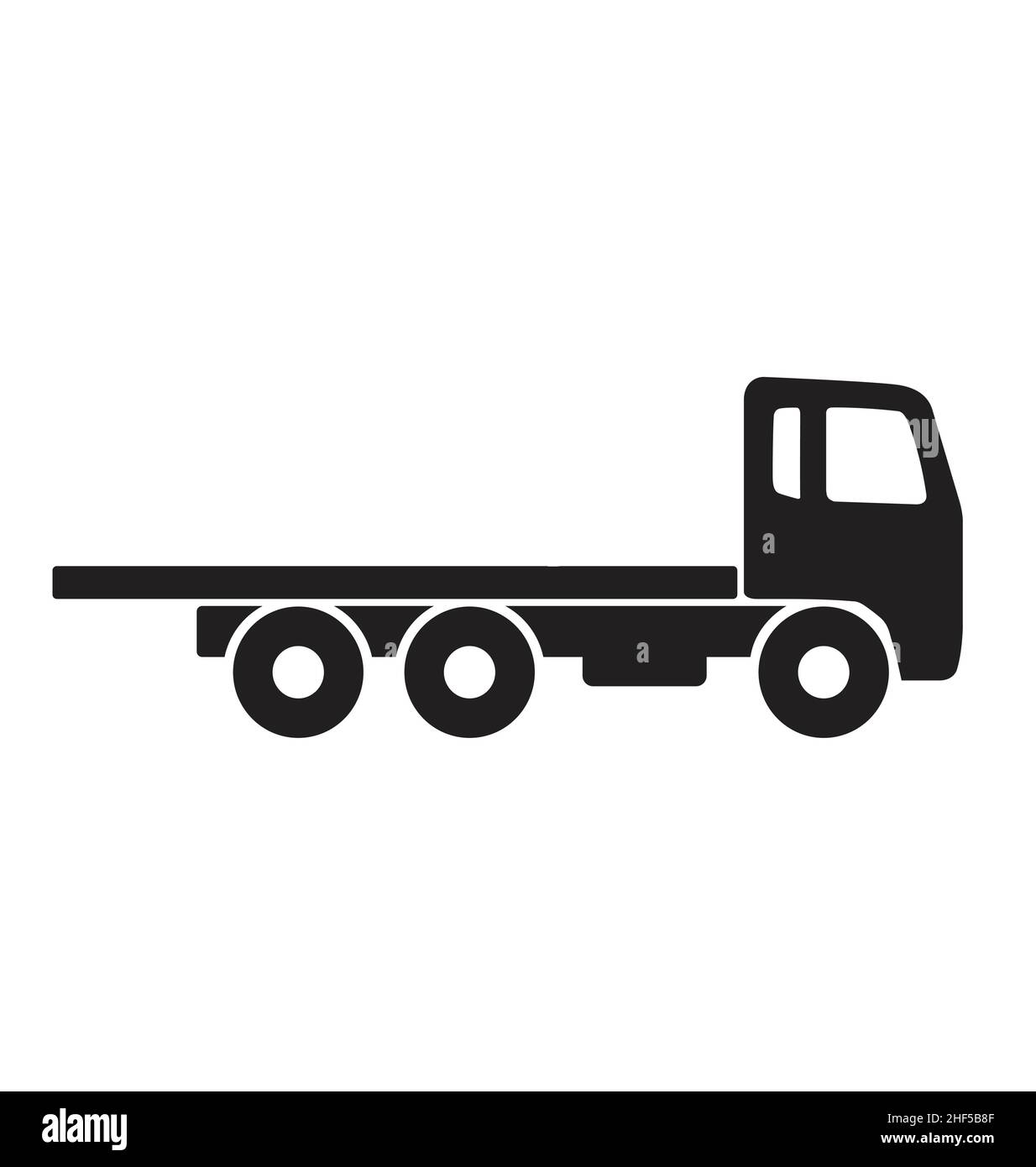 simple camion de remorquage à plateau silhouette noire icône de vue latérale vecteur isolé sur fond blanc Illustration de Vecteur